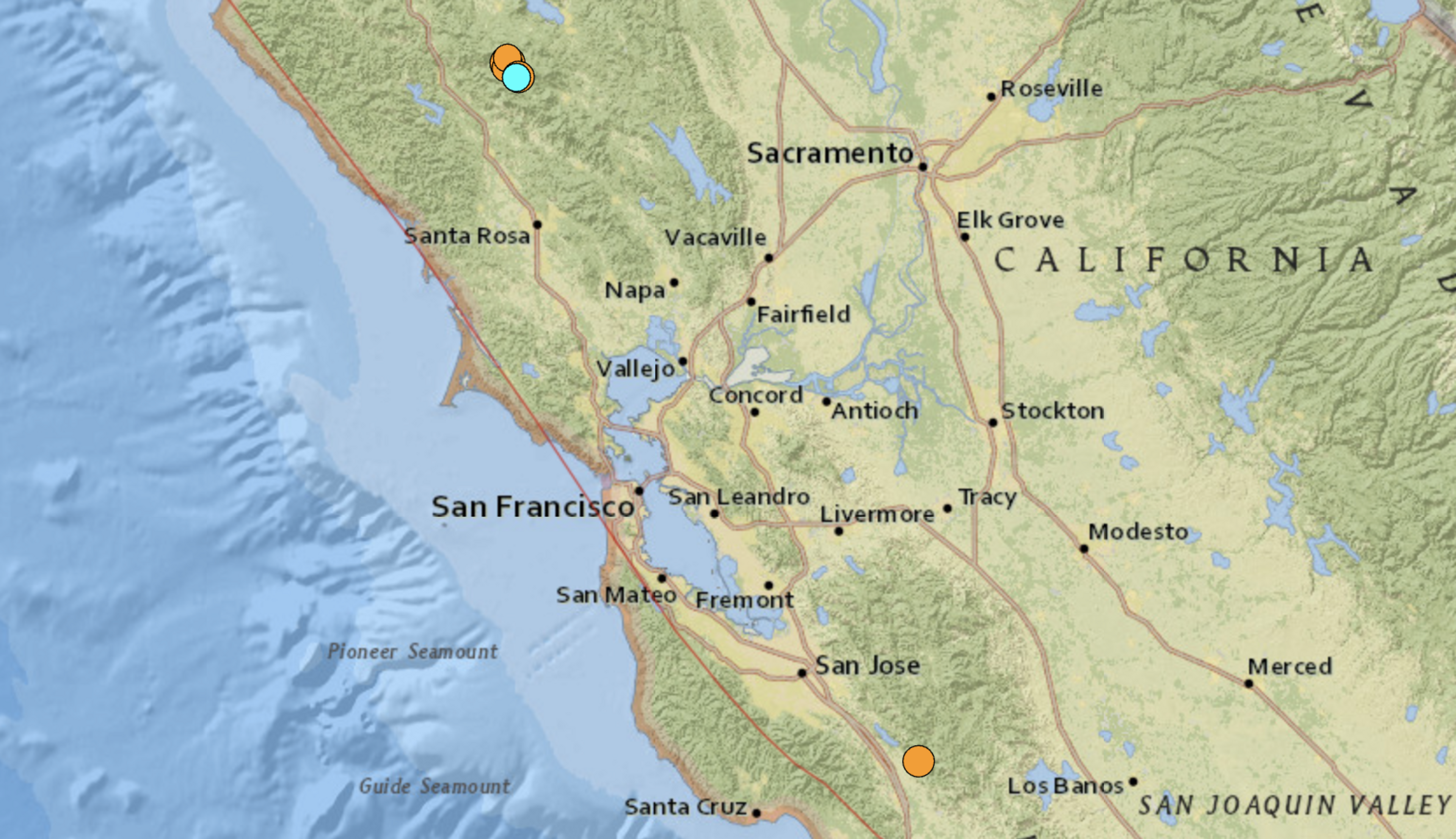 Map showing where the earthquakes hit.