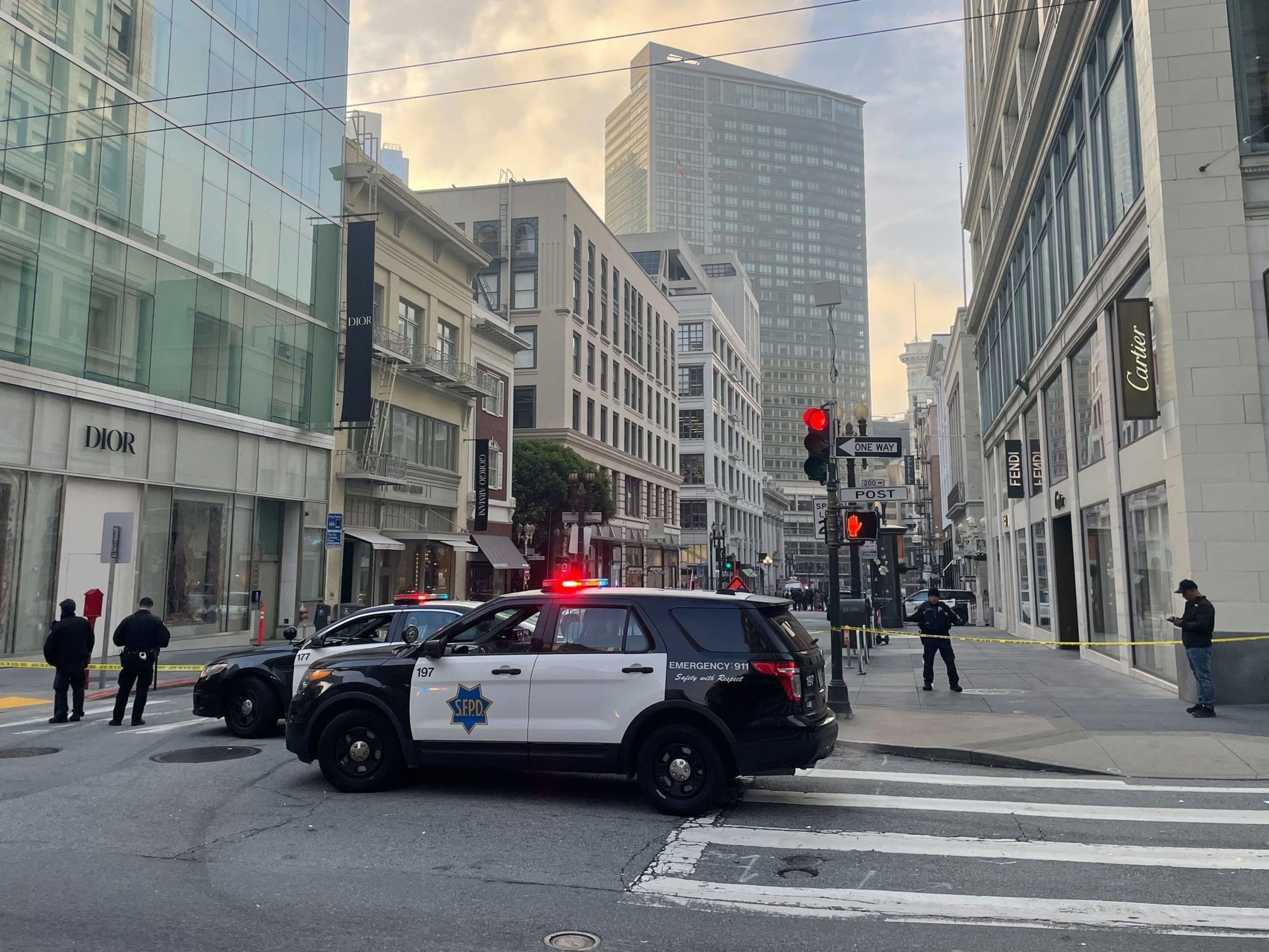 Cops cordon off Grant Avenue in Union Square