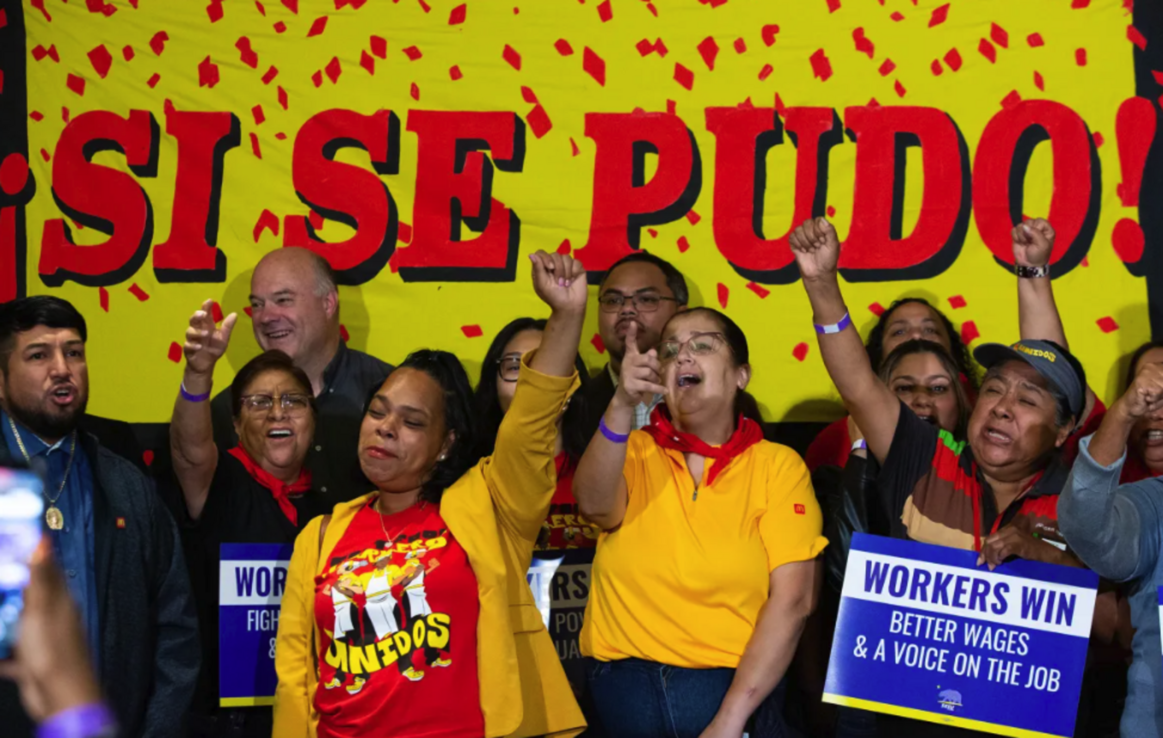 Fast food workers cheer