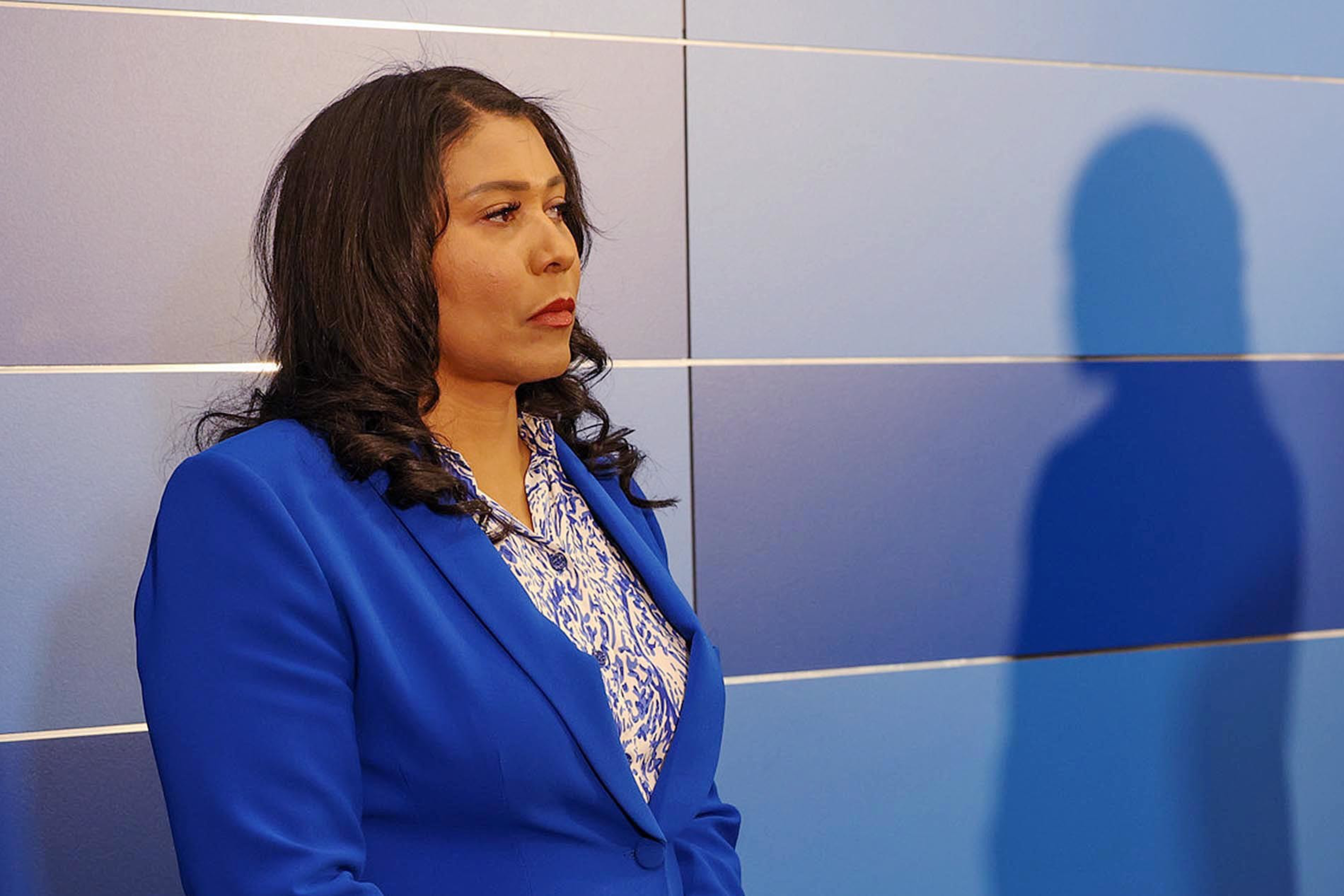 Mayor London Breed at a press conference