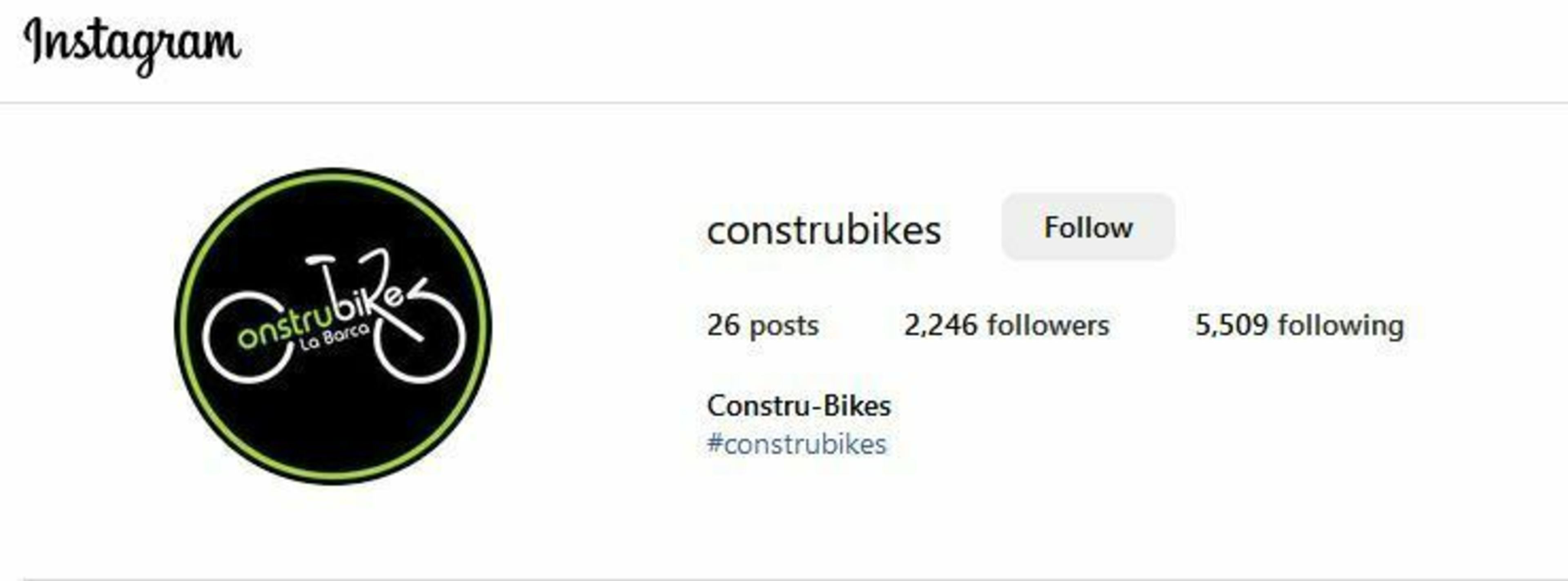 A screenshot of an Instagram header for an account called ConstruBikes.