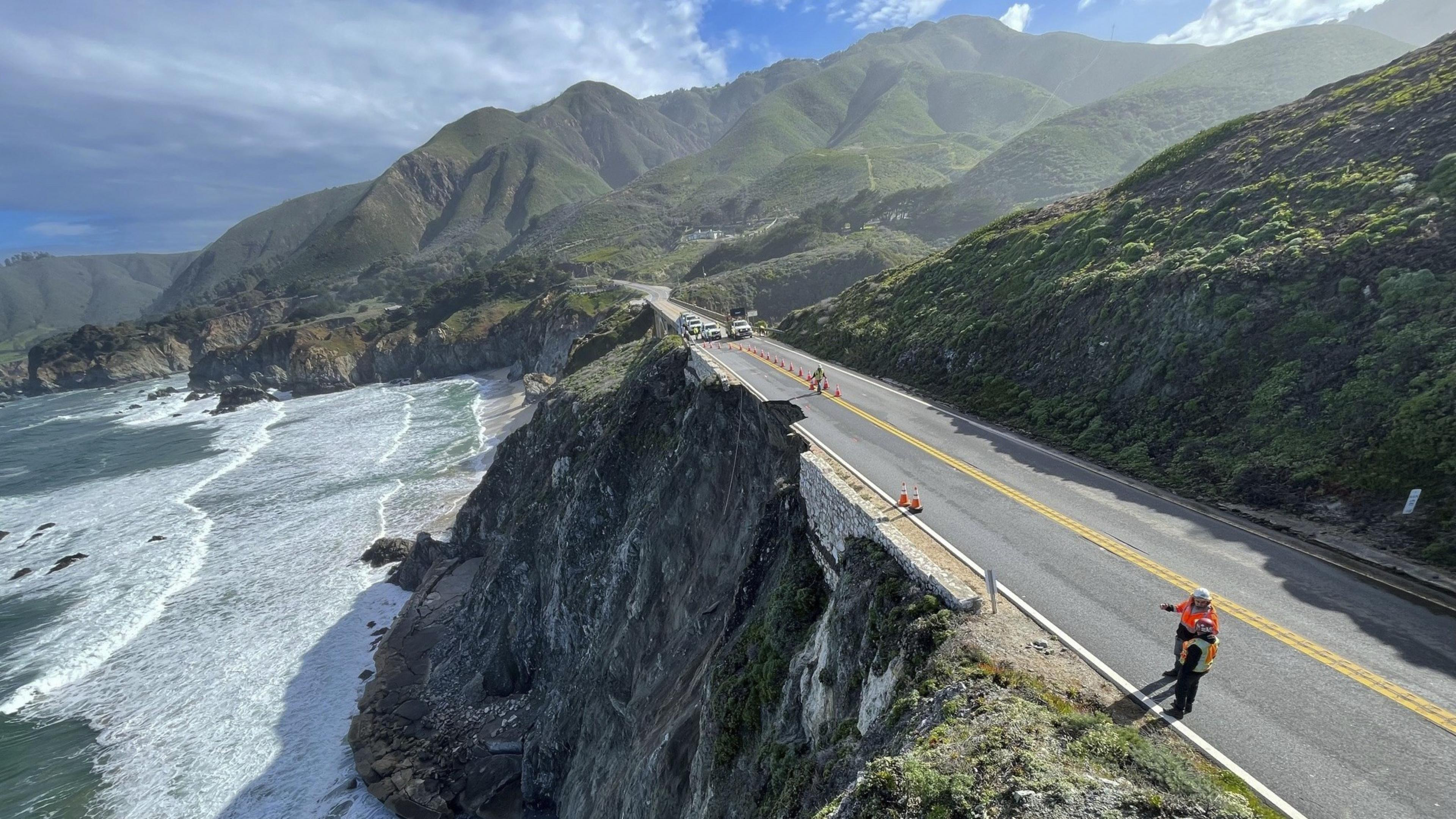Road collapse by Big Sur