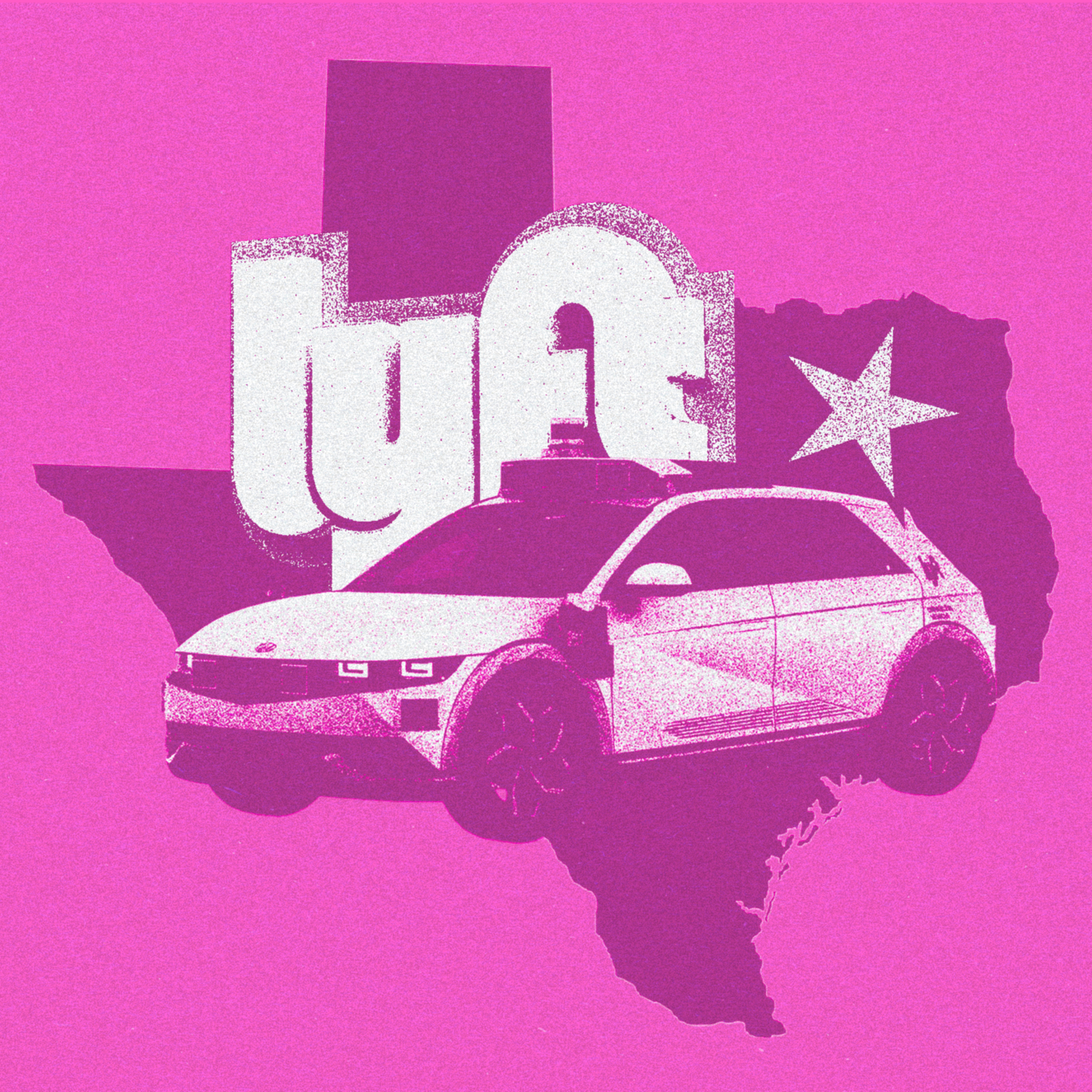 A photo illustration of a car next to a Lyft logo