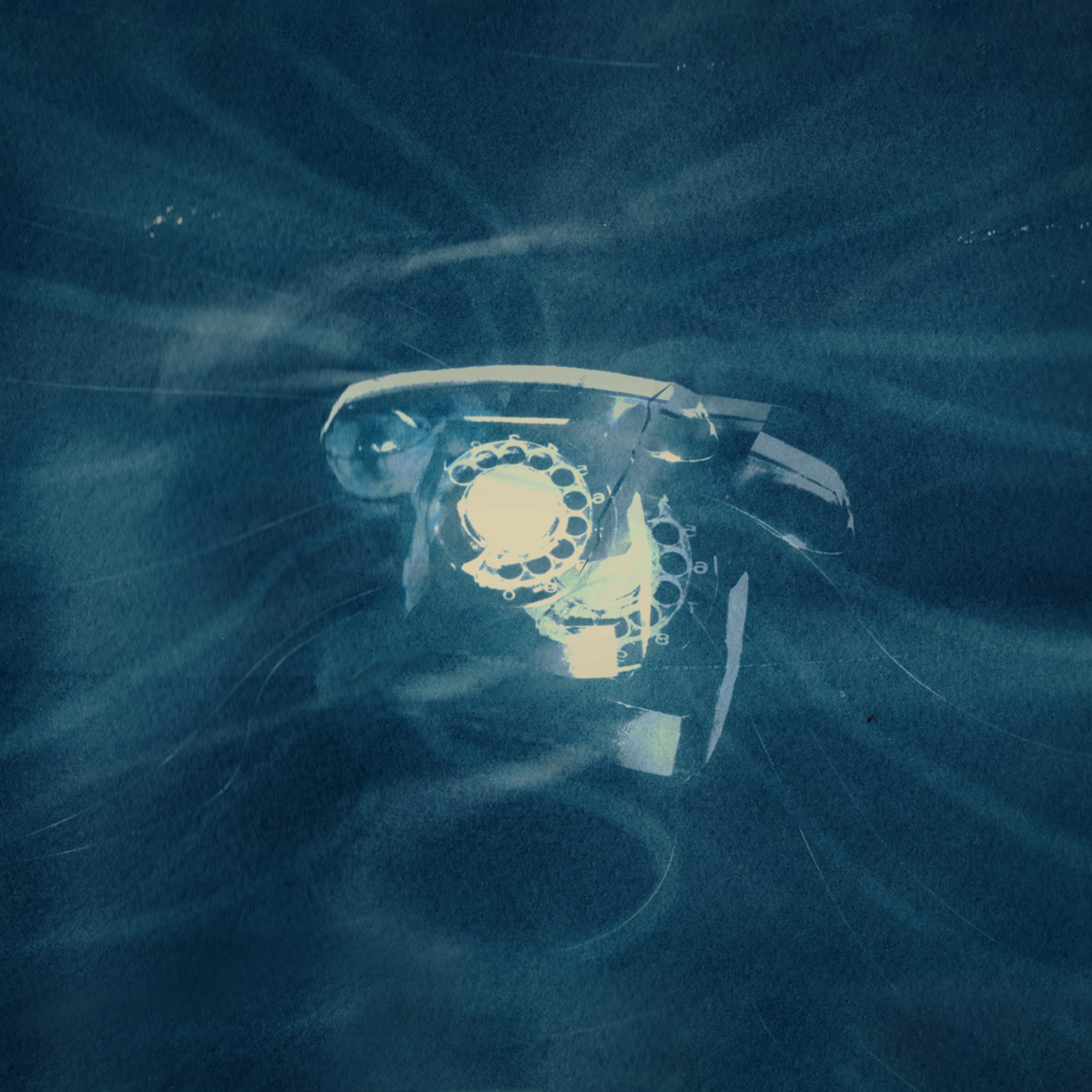 An illustration of a telephone surrounded by soundwaves.