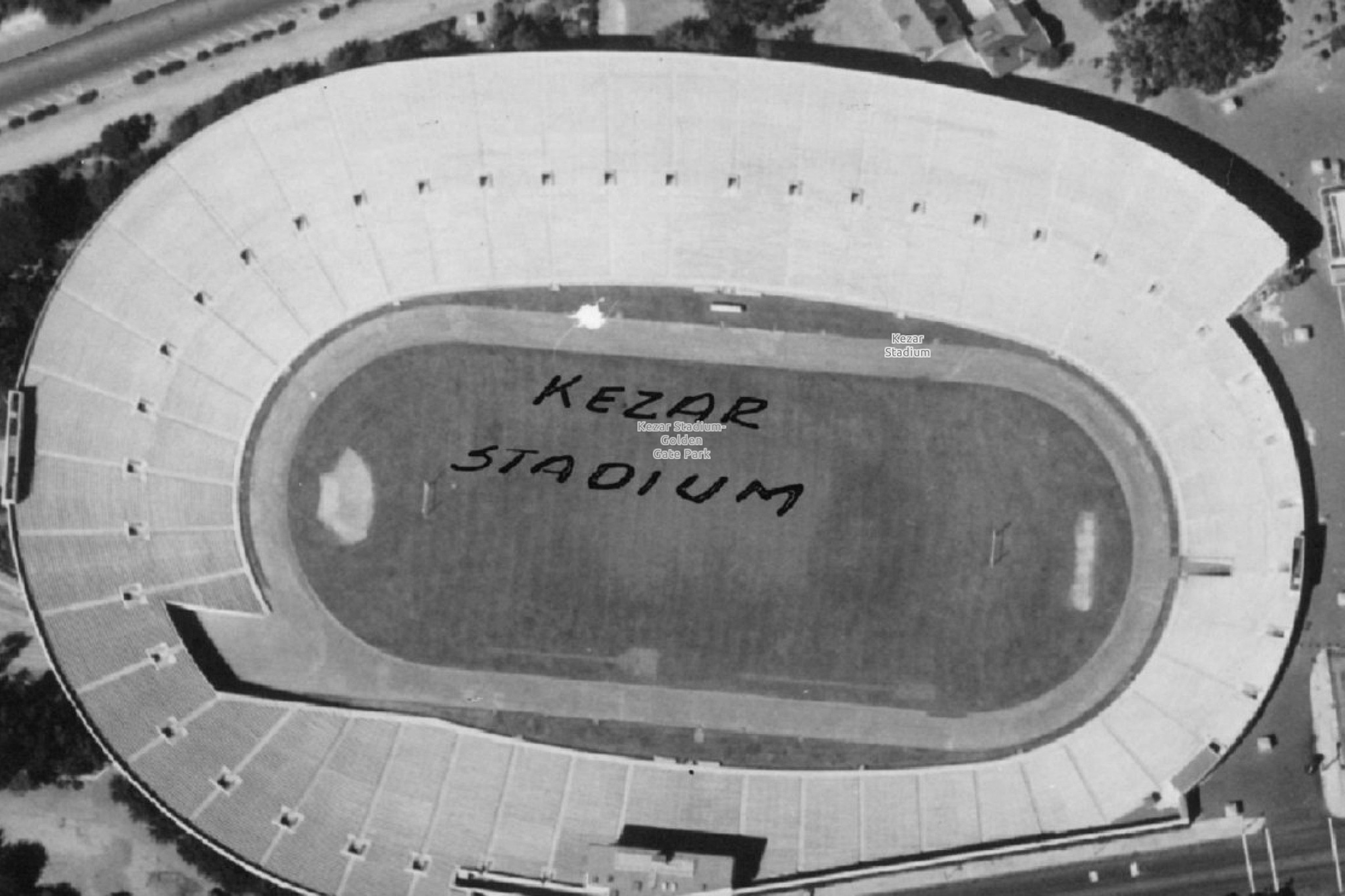 An aerial view of Kezar Stadium in San Francisco in 1938.