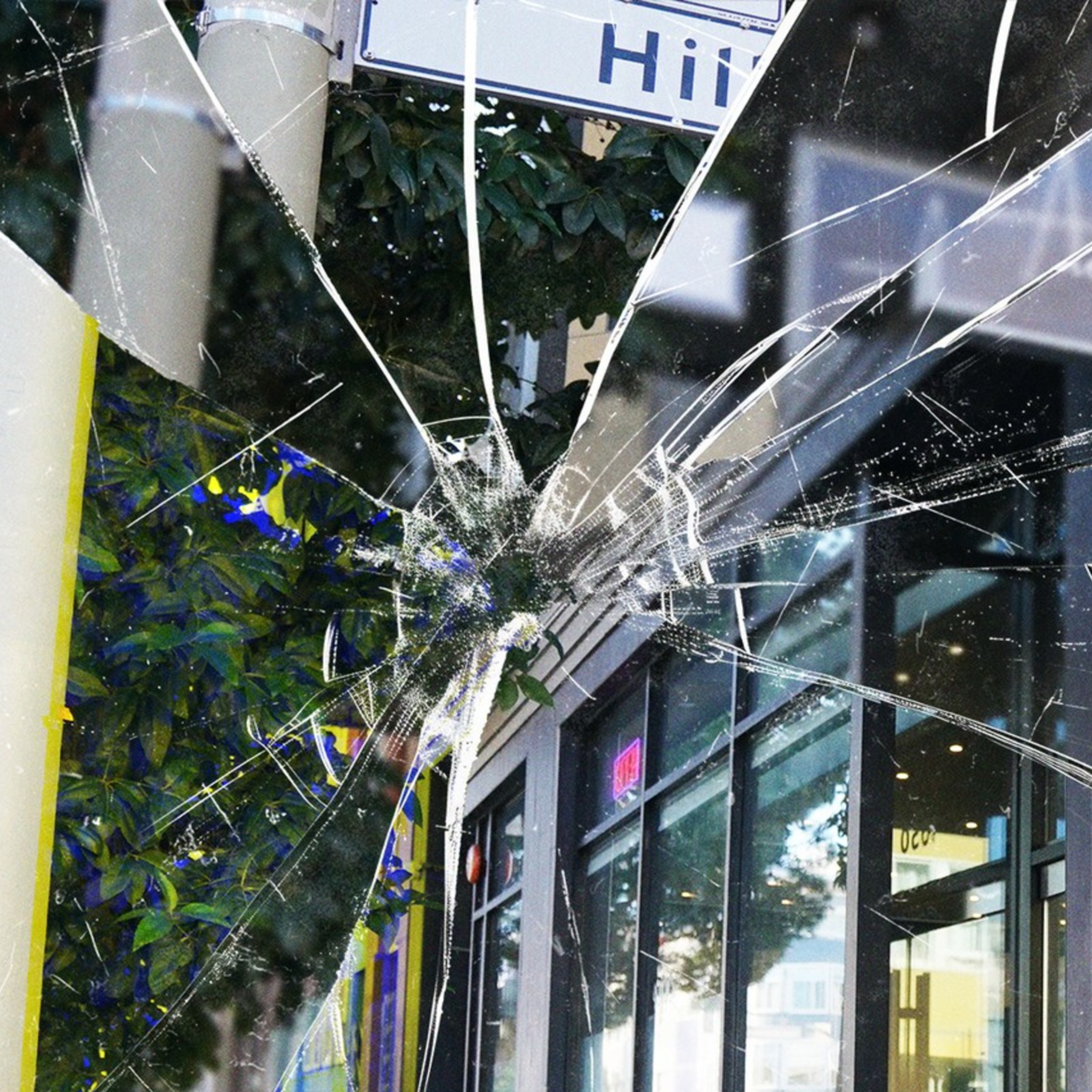 A photo illustration depicting broken glass