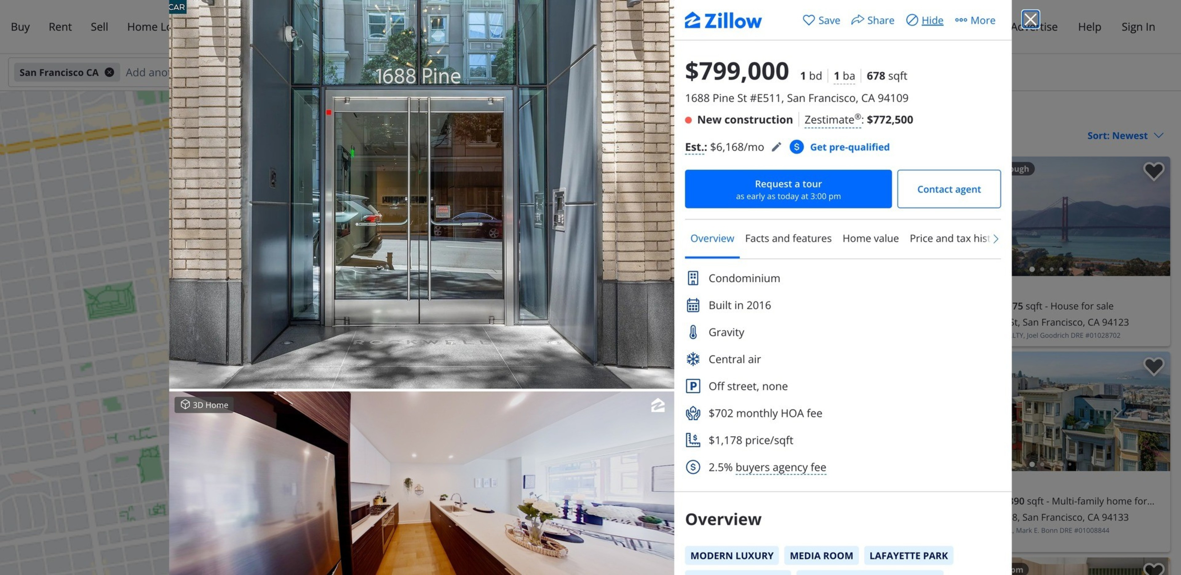 A screenshot Thursday shows a Zillow real-estate listing for a condominium in San Francisco's Pacific Heights neighborhood.