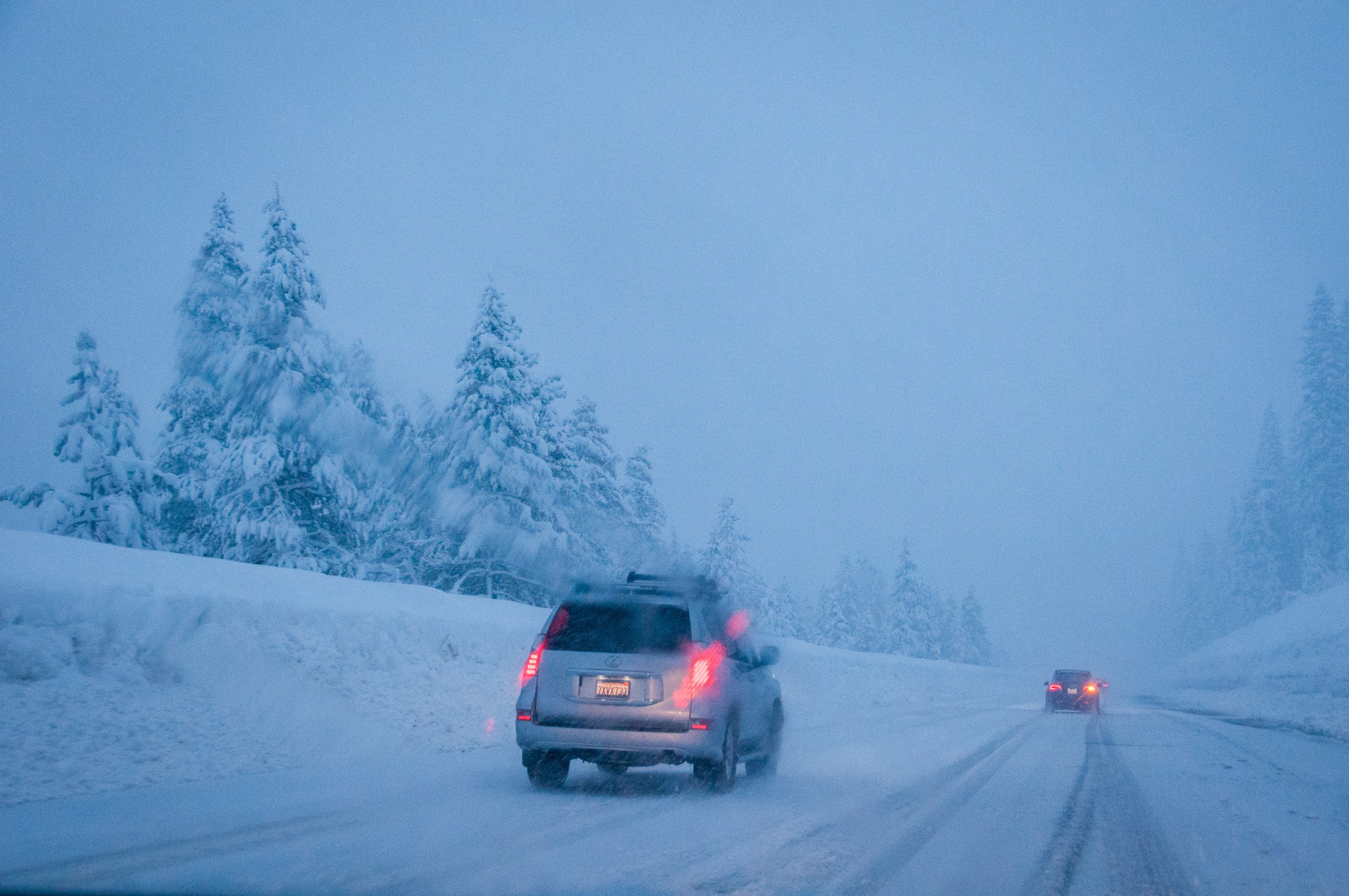 a car on a snowy road