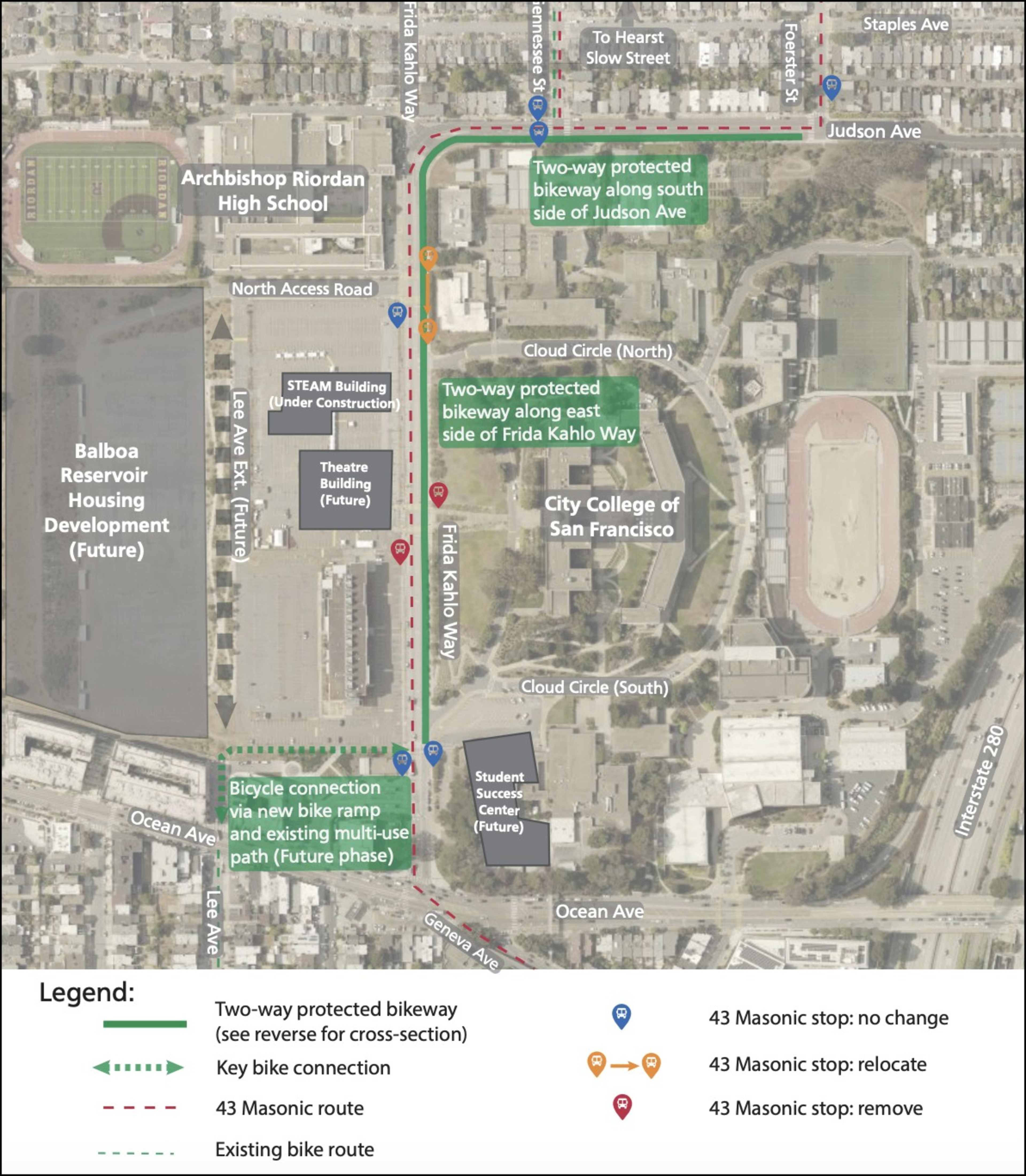 A map shows the proposed Frida Kahlo Way quick build project.