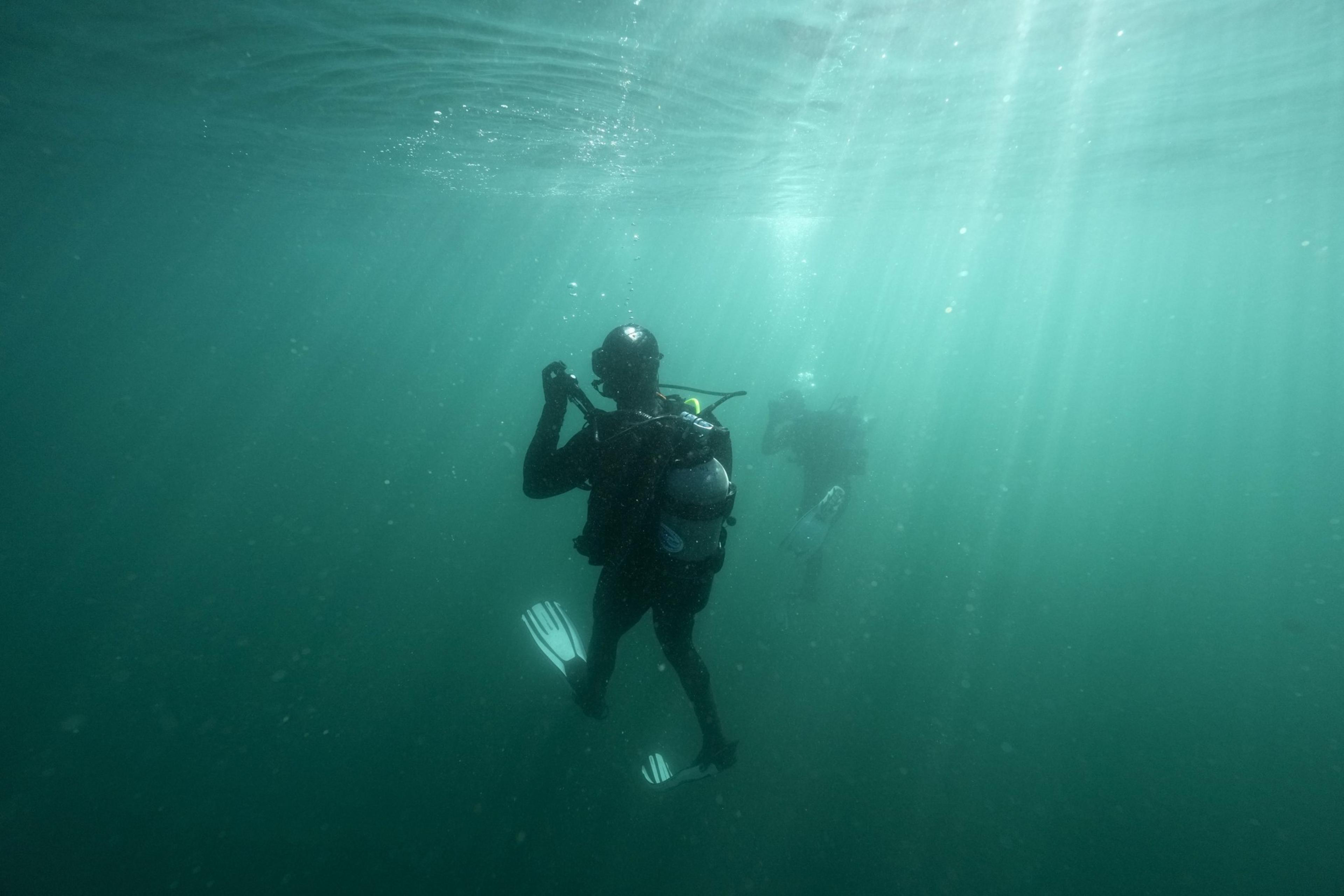 A diver underwater