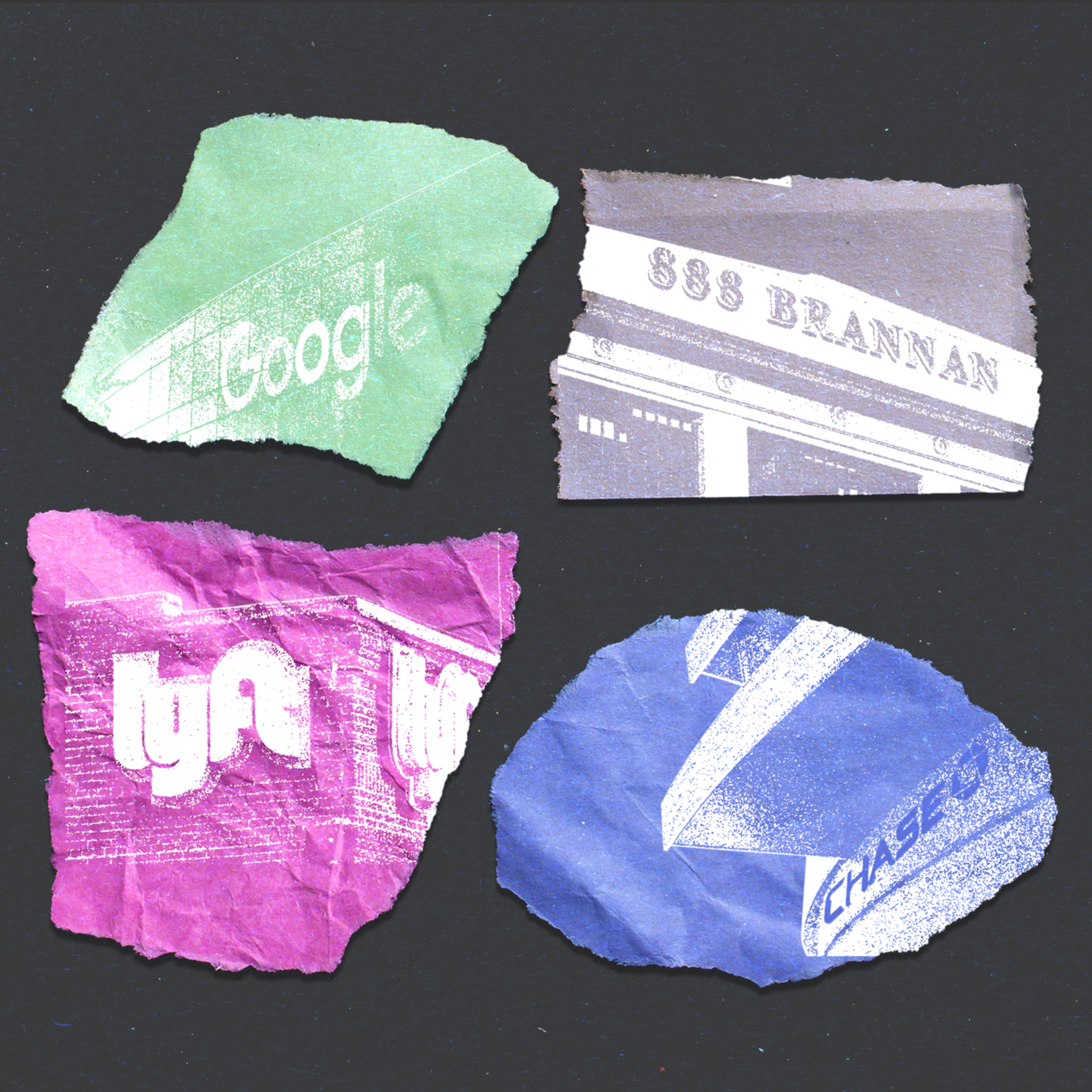 A photo collage of 4 pieces of ripped paper.