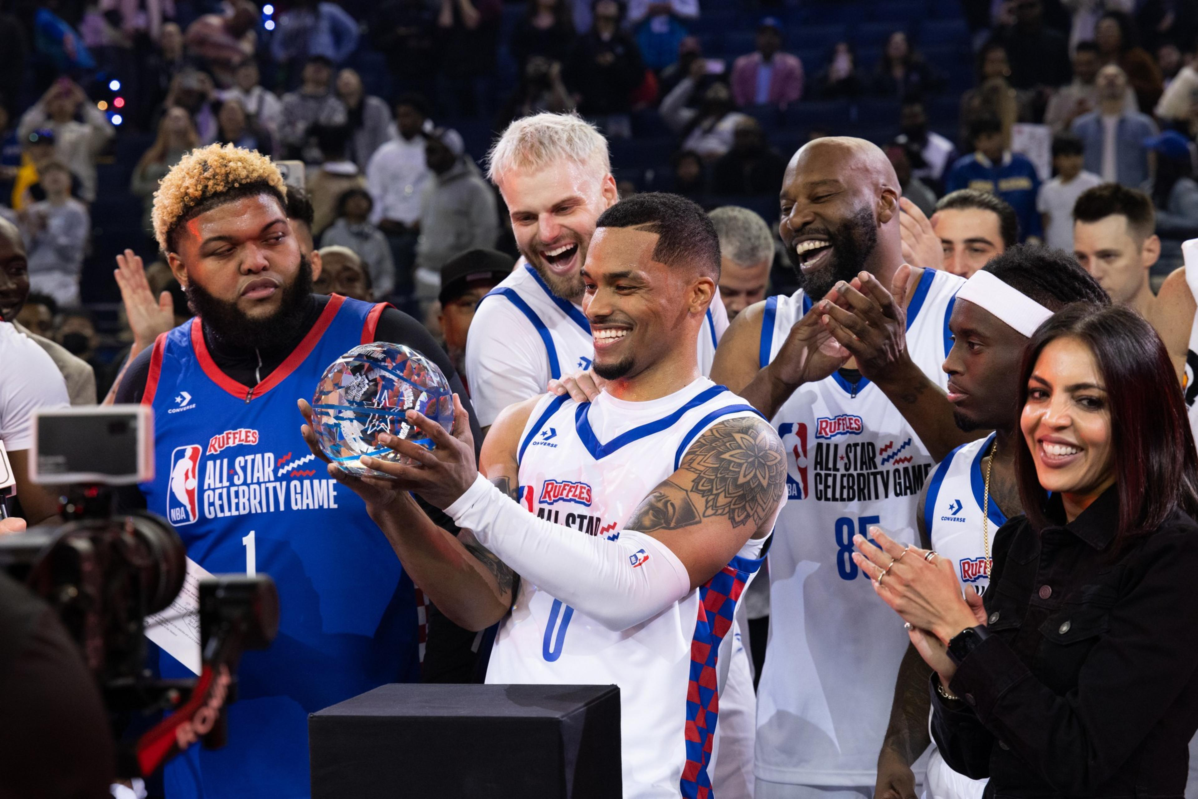 Rome Flynn wins the MVP award at the 2025 NBA All-Star Celebrity Game in Oakland, on Friday, Feb. 14, 2025. The Ruffles NBA All-Star Celebrity Game was hosted at Oakland Arena (formerly Oracle Arena) as part of the 2025 NBA All Start Weekend.