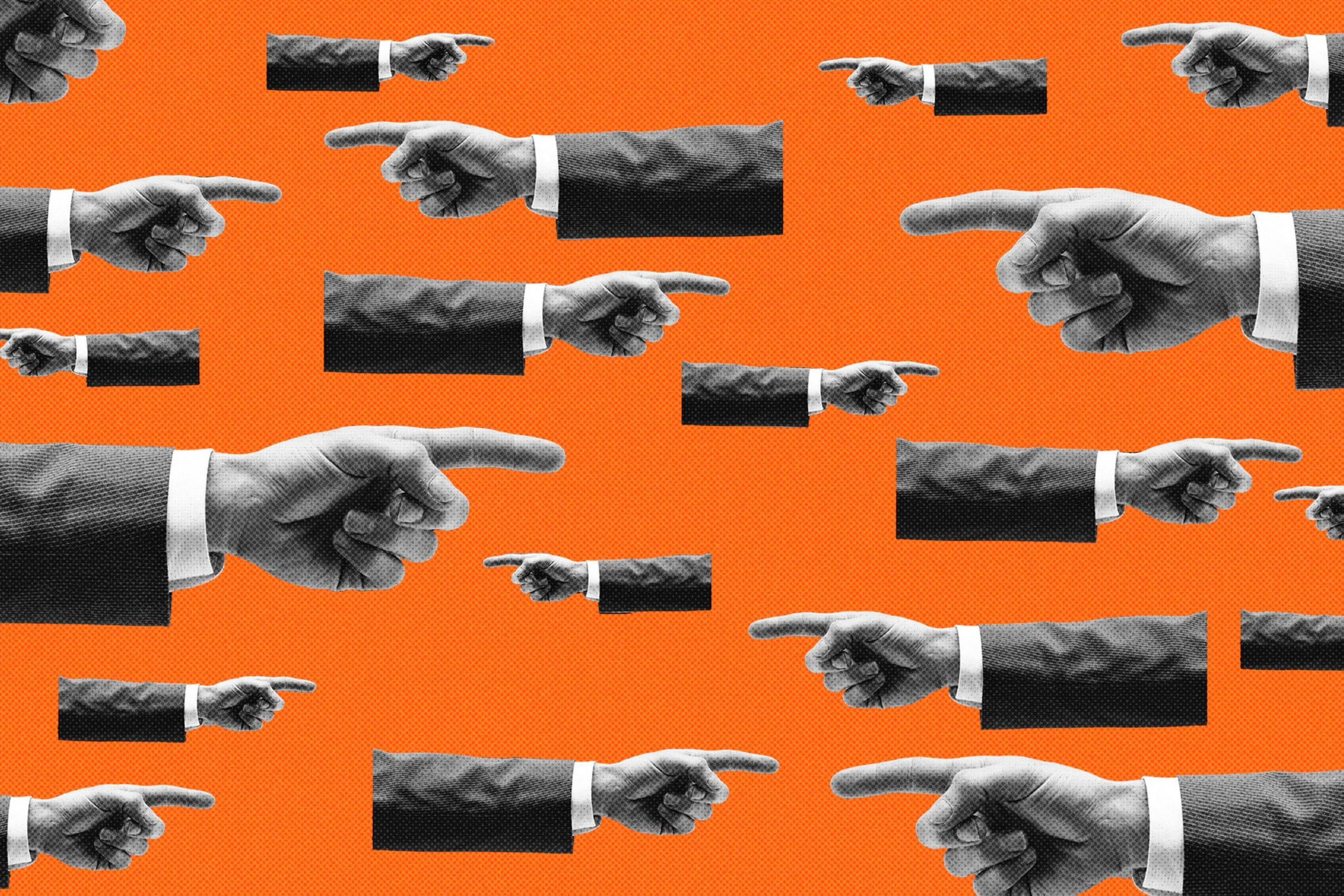 A photo illustration depicting finger pointing