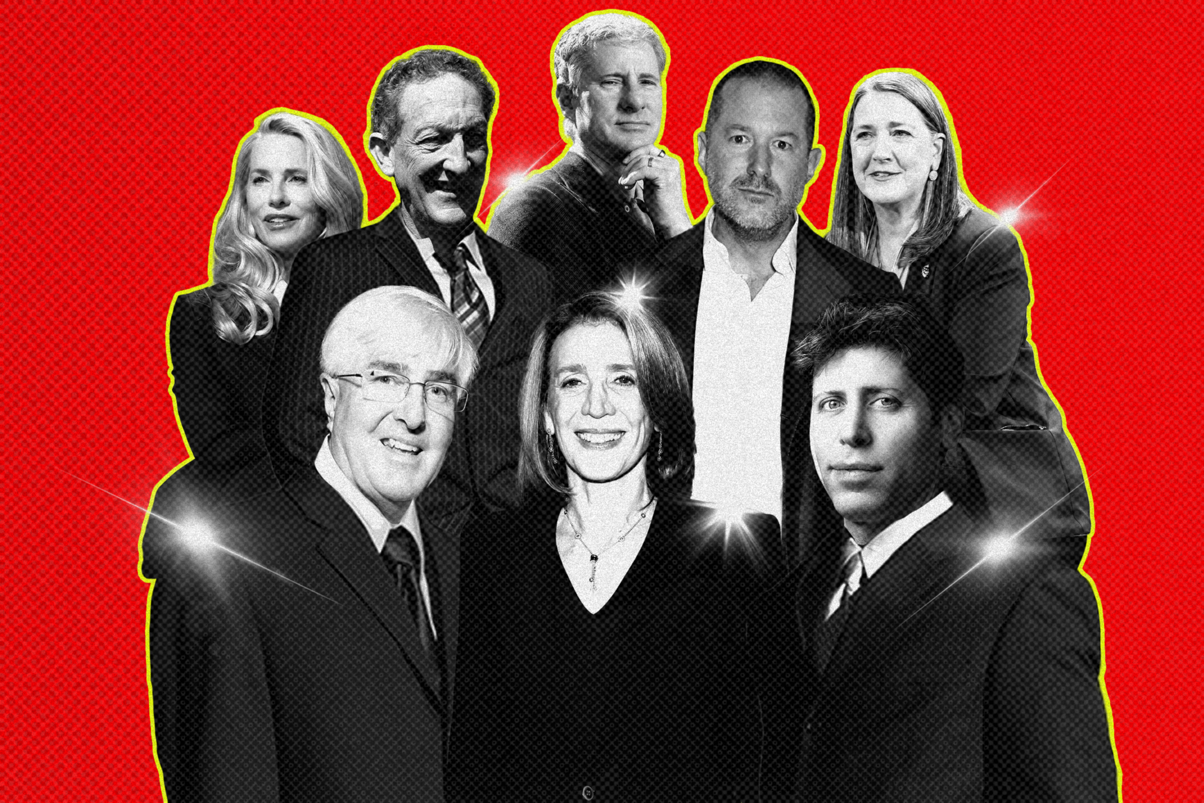 A photo illustration with men and women.