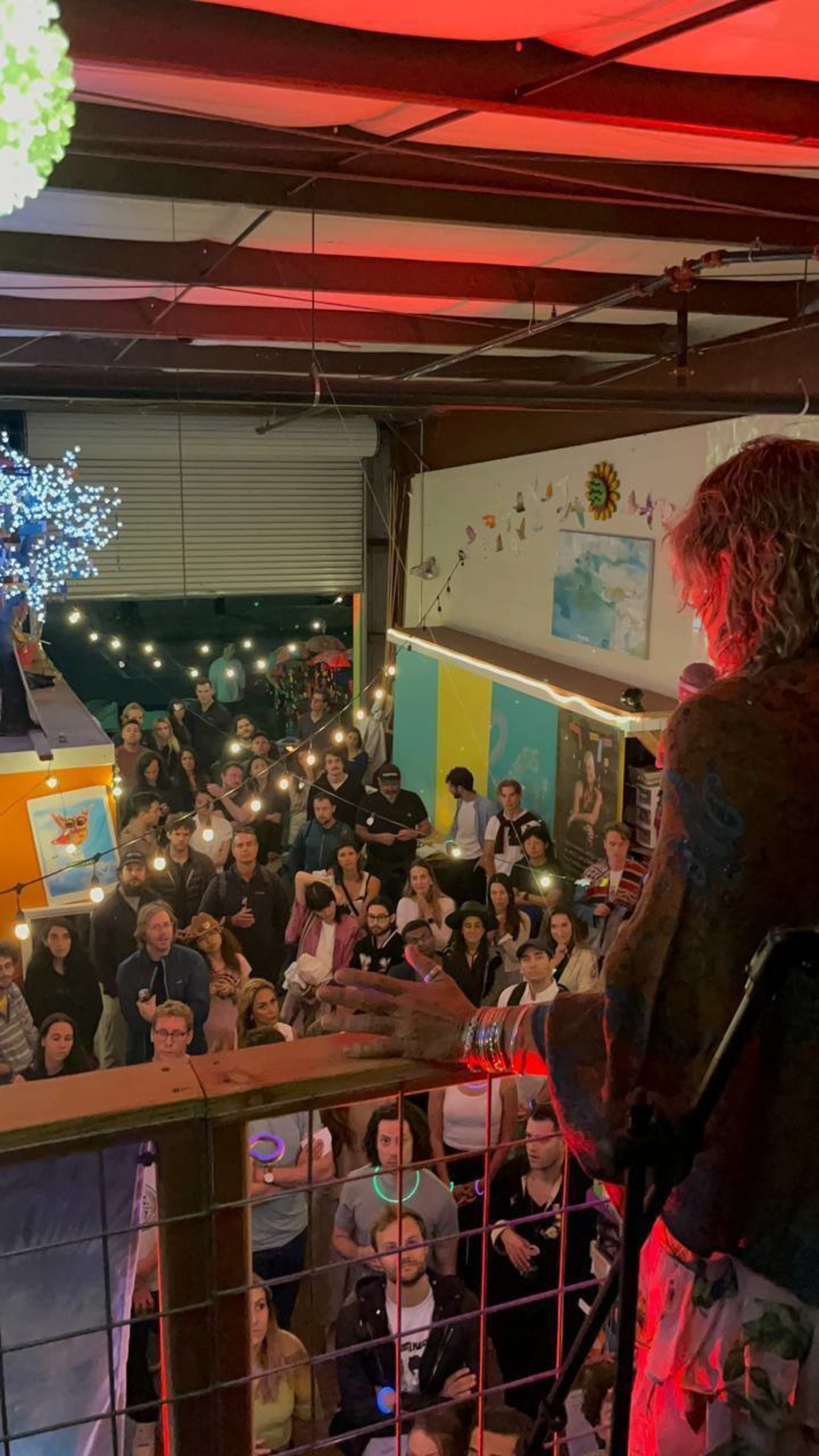 Biohacker and builders party inside the Jendala Art Studio in Healdsburg.
