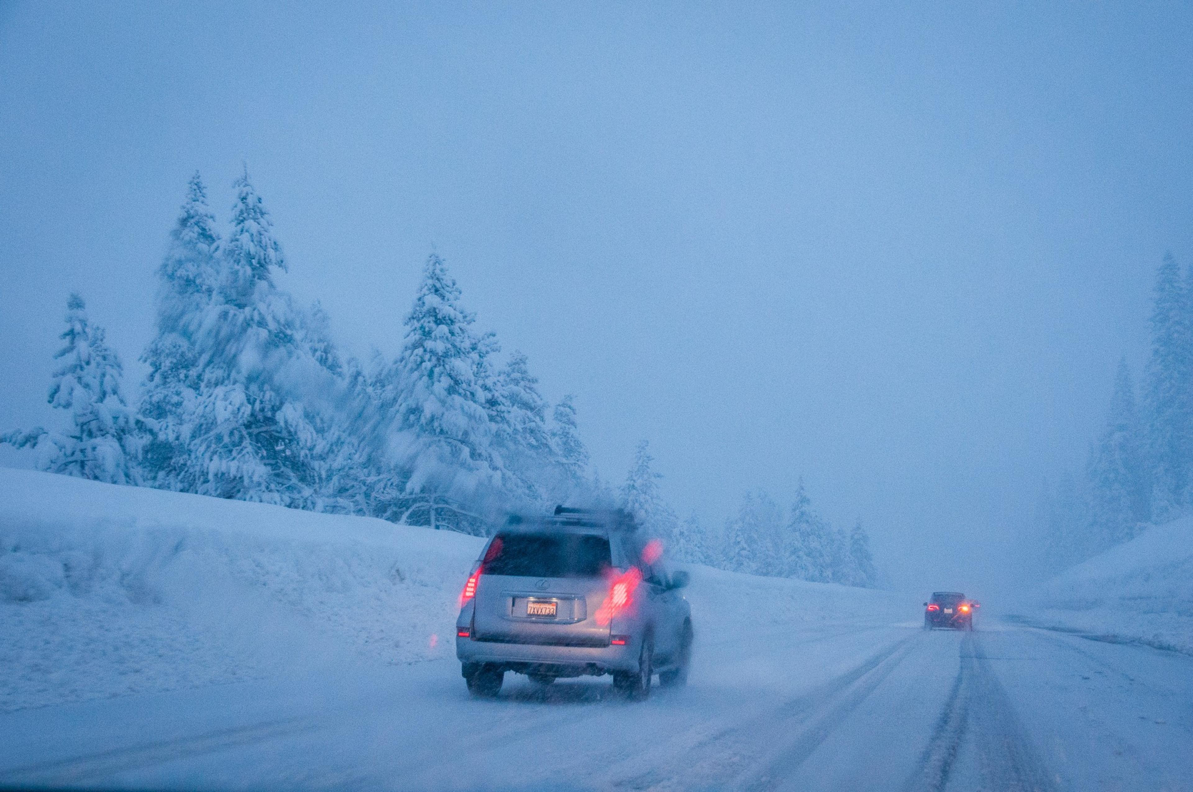 a car on a snowy road