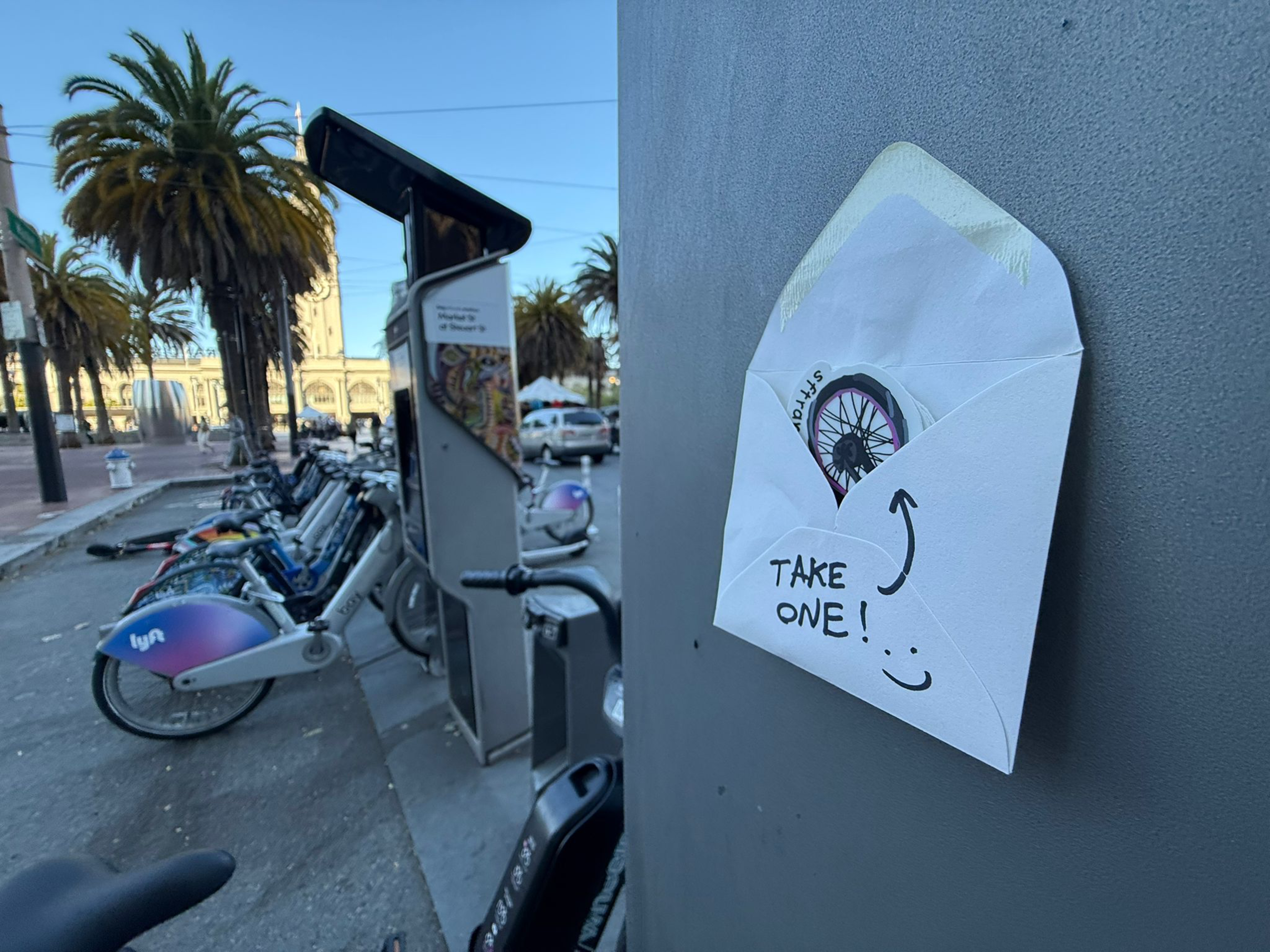 Envelope on a wall.