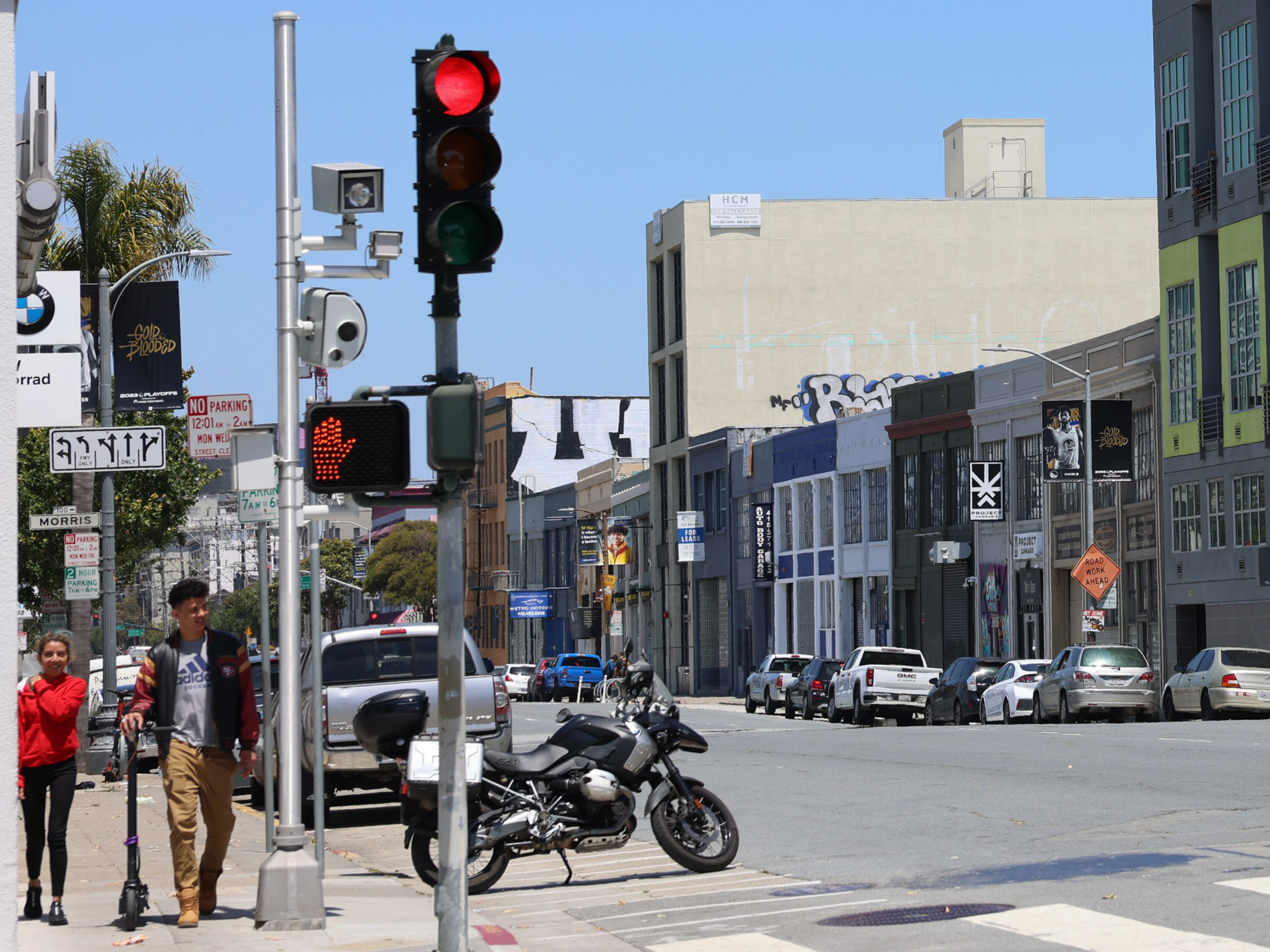 A red light at an intersection