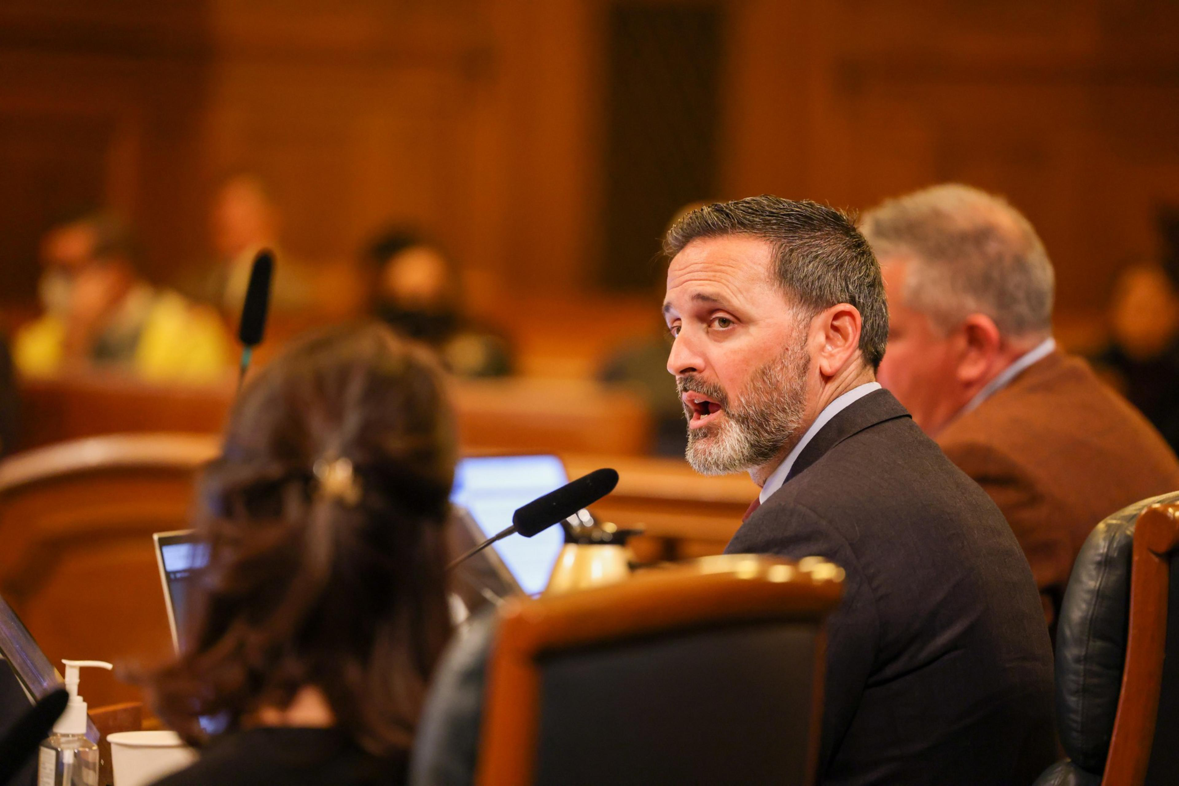Supervisor Ahsha Safaí speaks during a Board of Supervisors meeting.