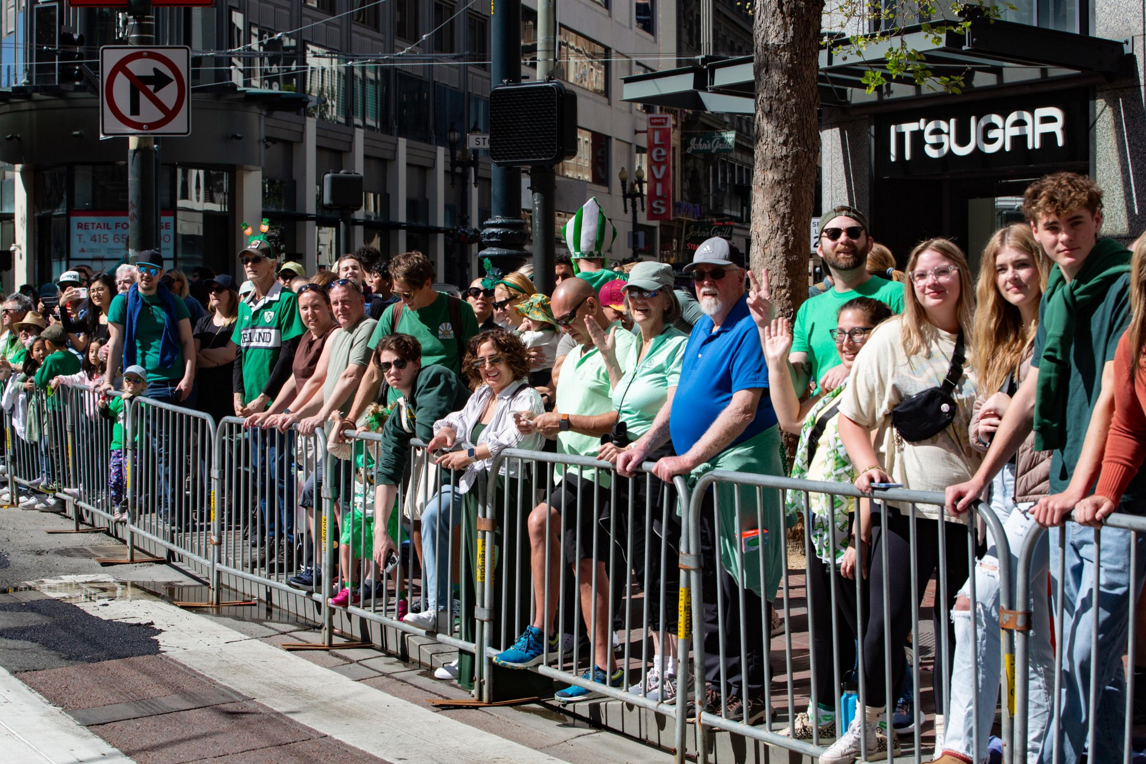 Spectators at San Francisco's St. Patrick's Day parade