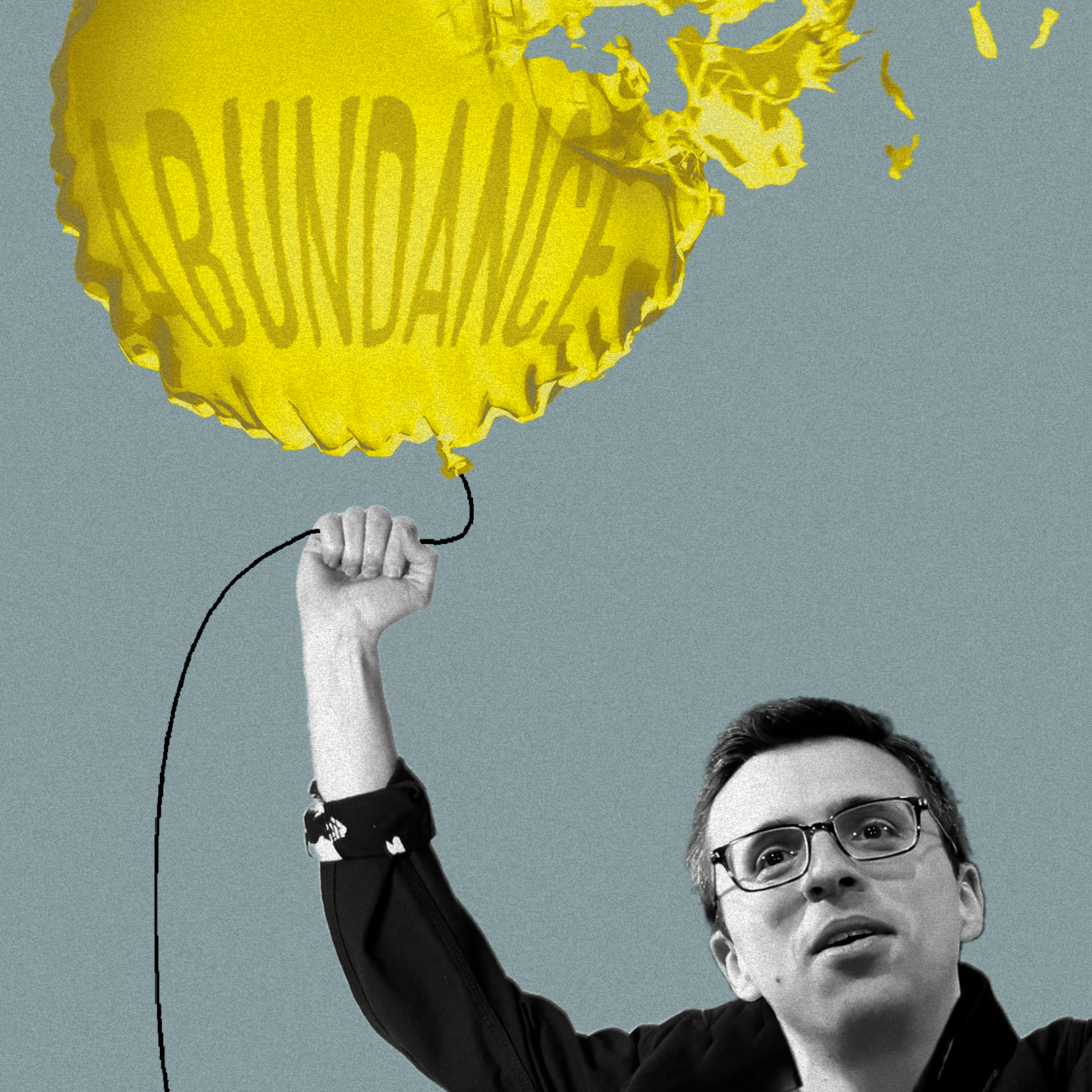 An illustration of a man holding a popped balloon.