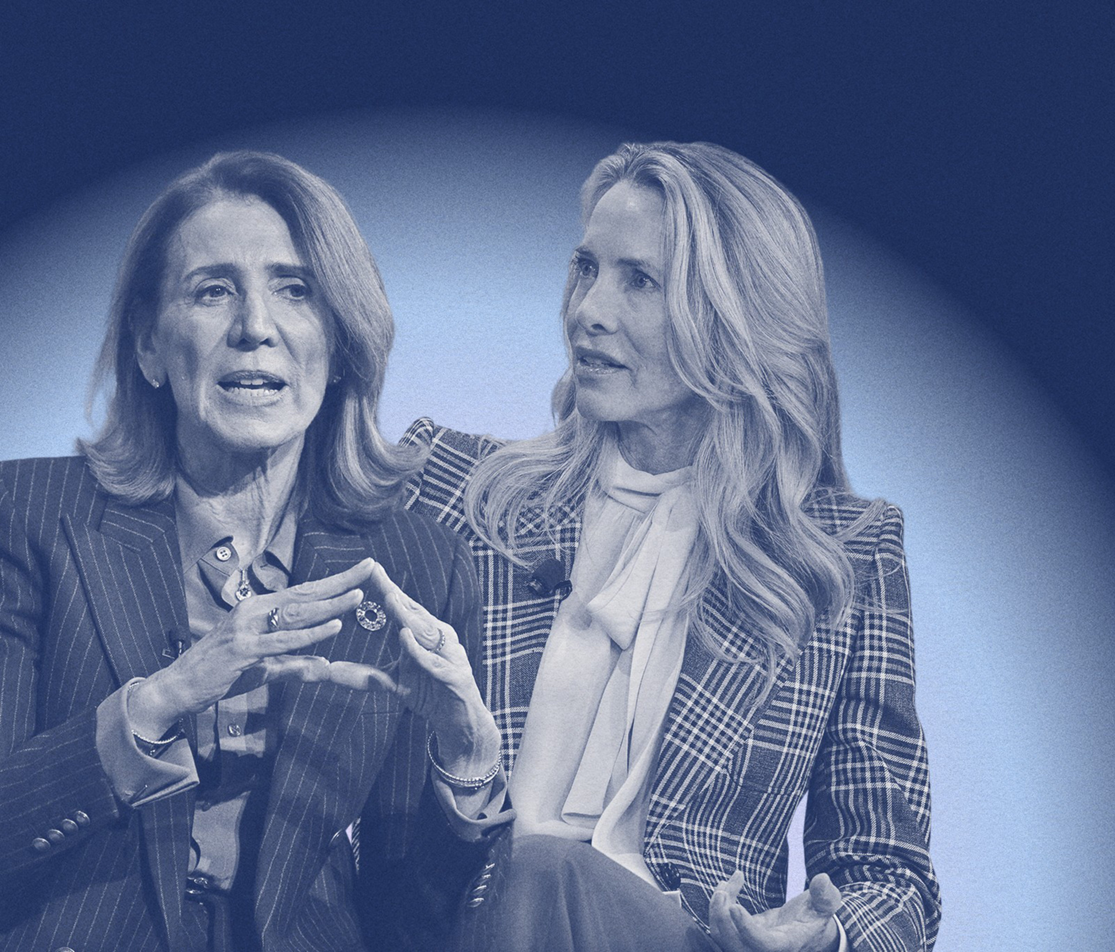 A photo collage of 2 business women in suits