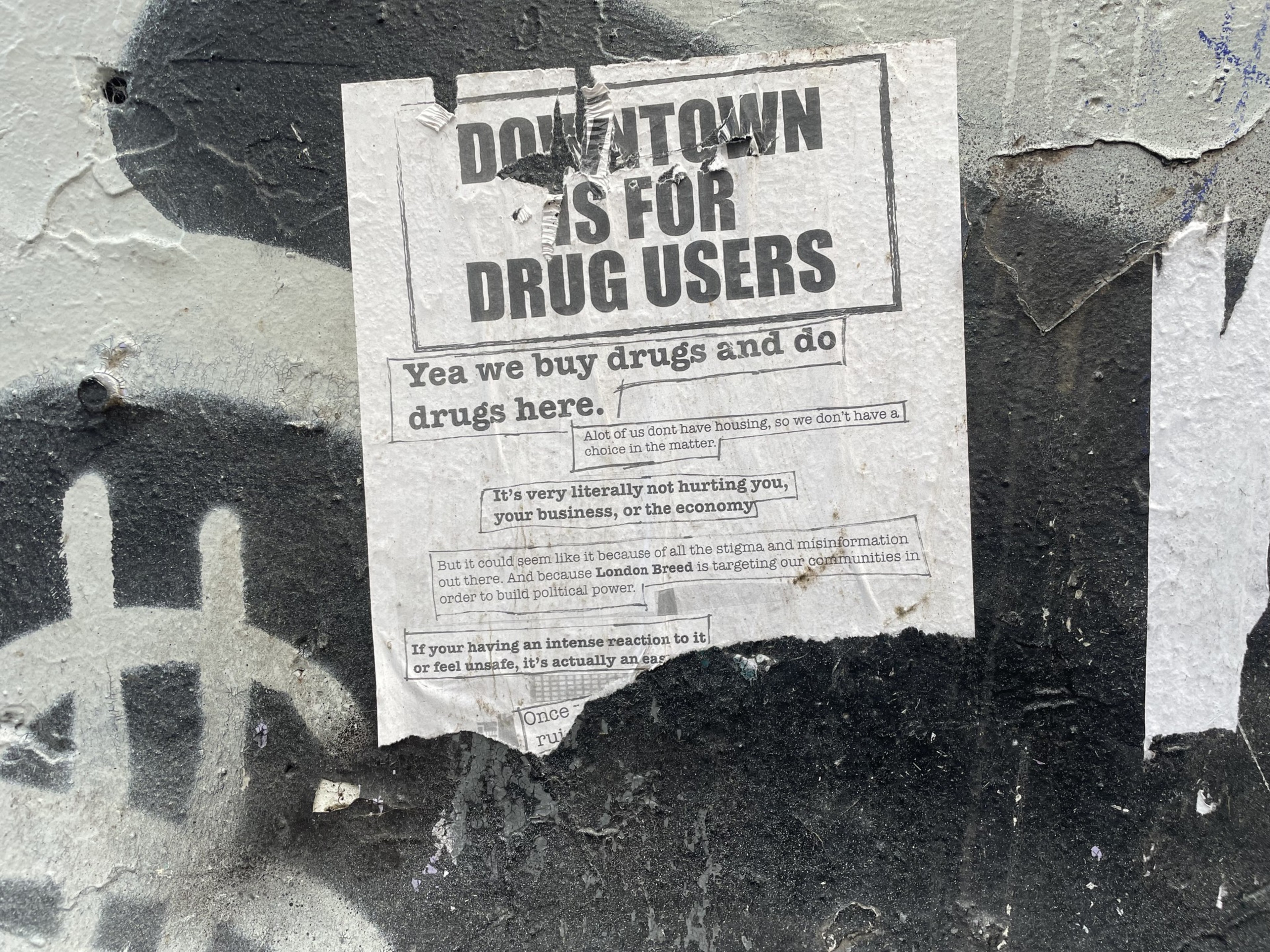Flyers aimed at fighting anti-drug stigma were posted on Willow Street in the Tenderloin.