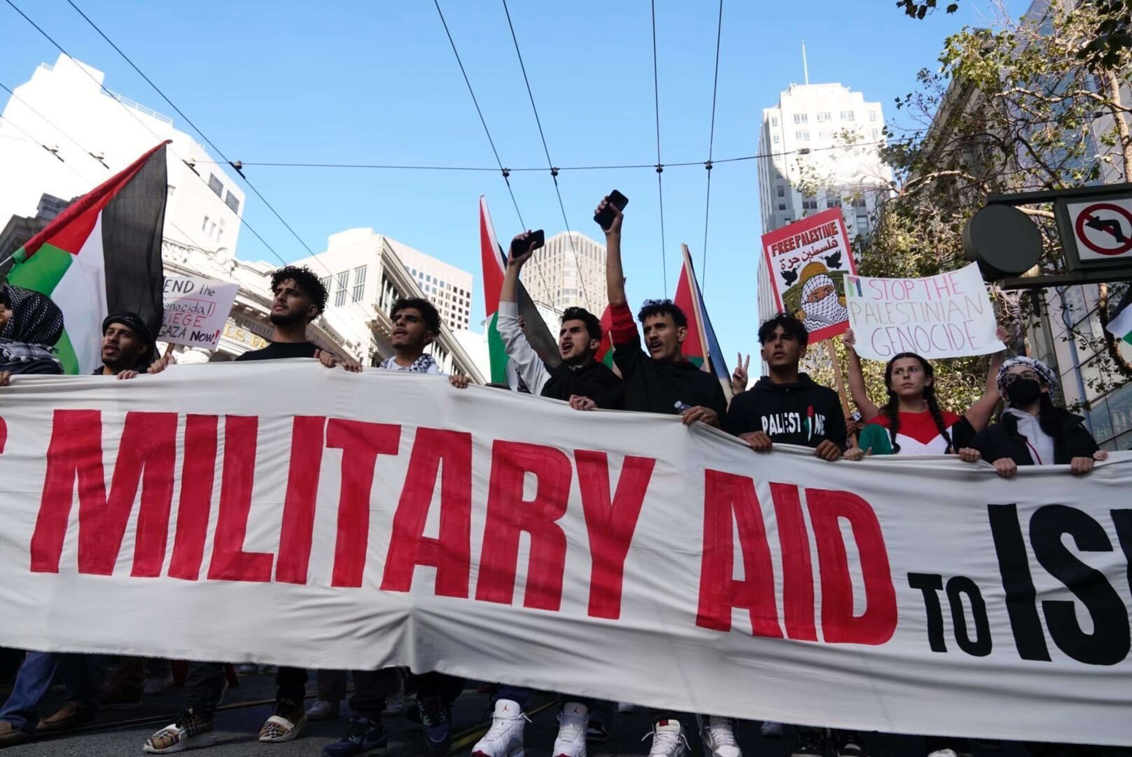 The rally came a day after a near-total communications blackout and perhaps the heaviest Israeli bombardment of the Gaza Strip since the invasion began. 