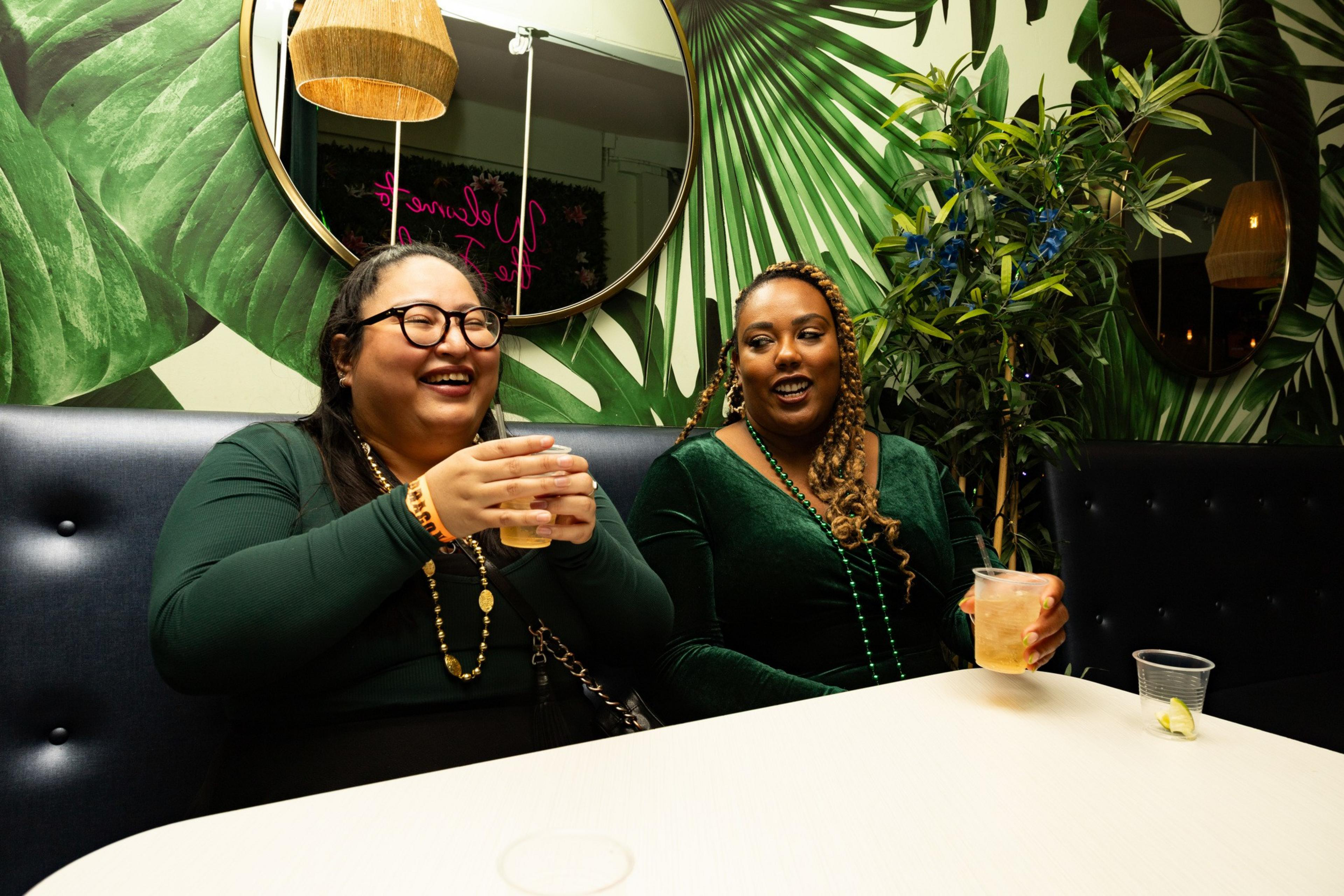 Revelers at St. Patrick's Day pub crawl