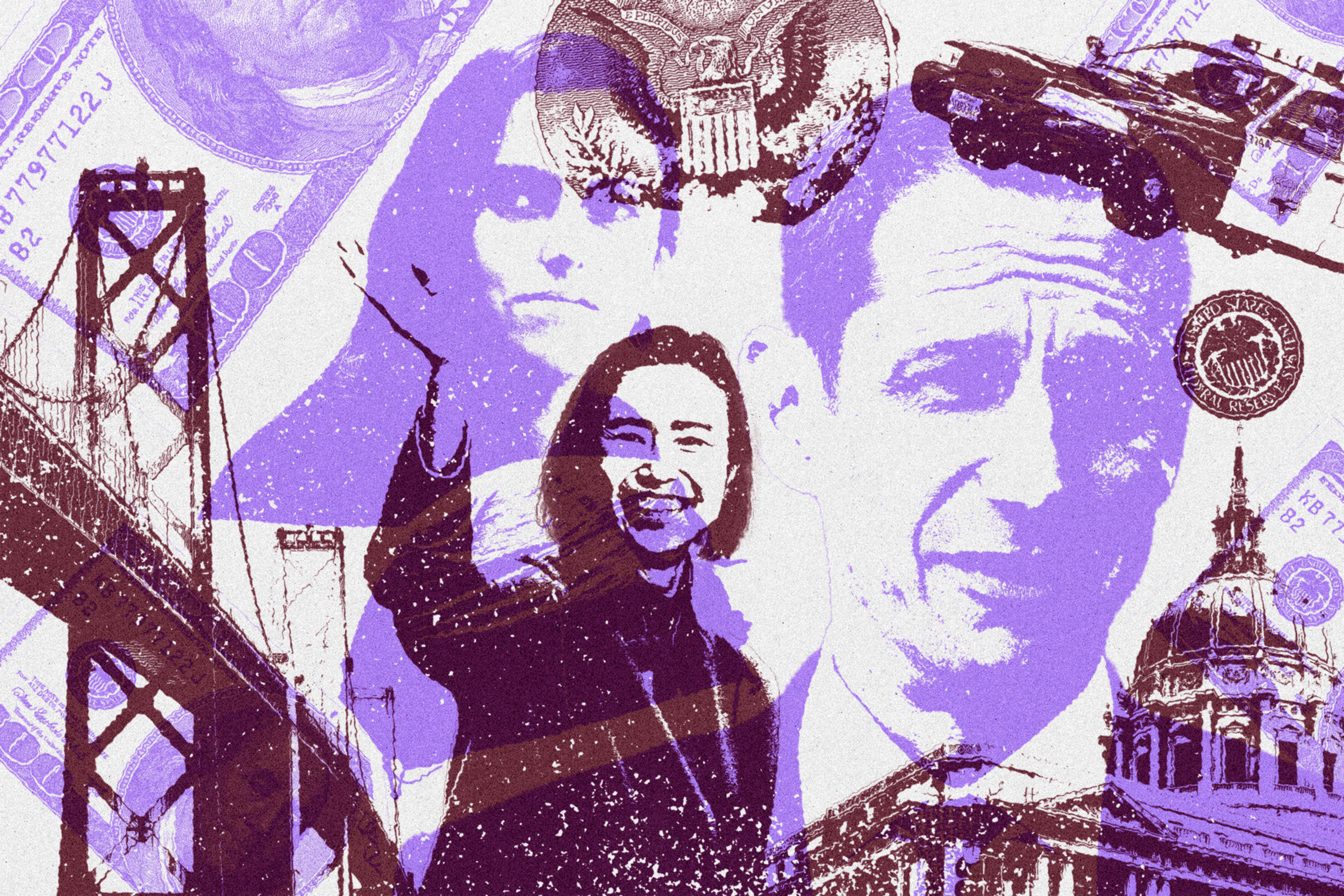 An illustration of a woman waving.