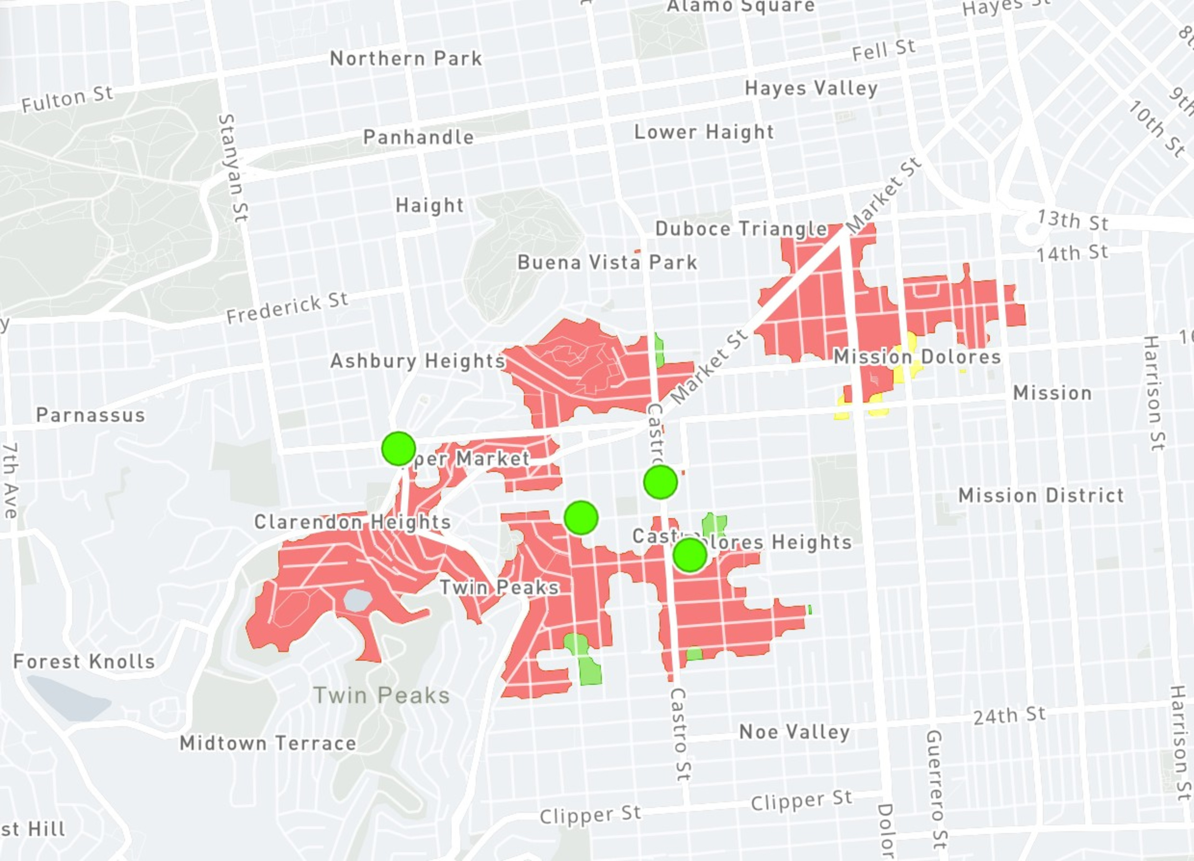 A power outage map from Pacific Gas and Electric shows thousands of homes and businesses without power.