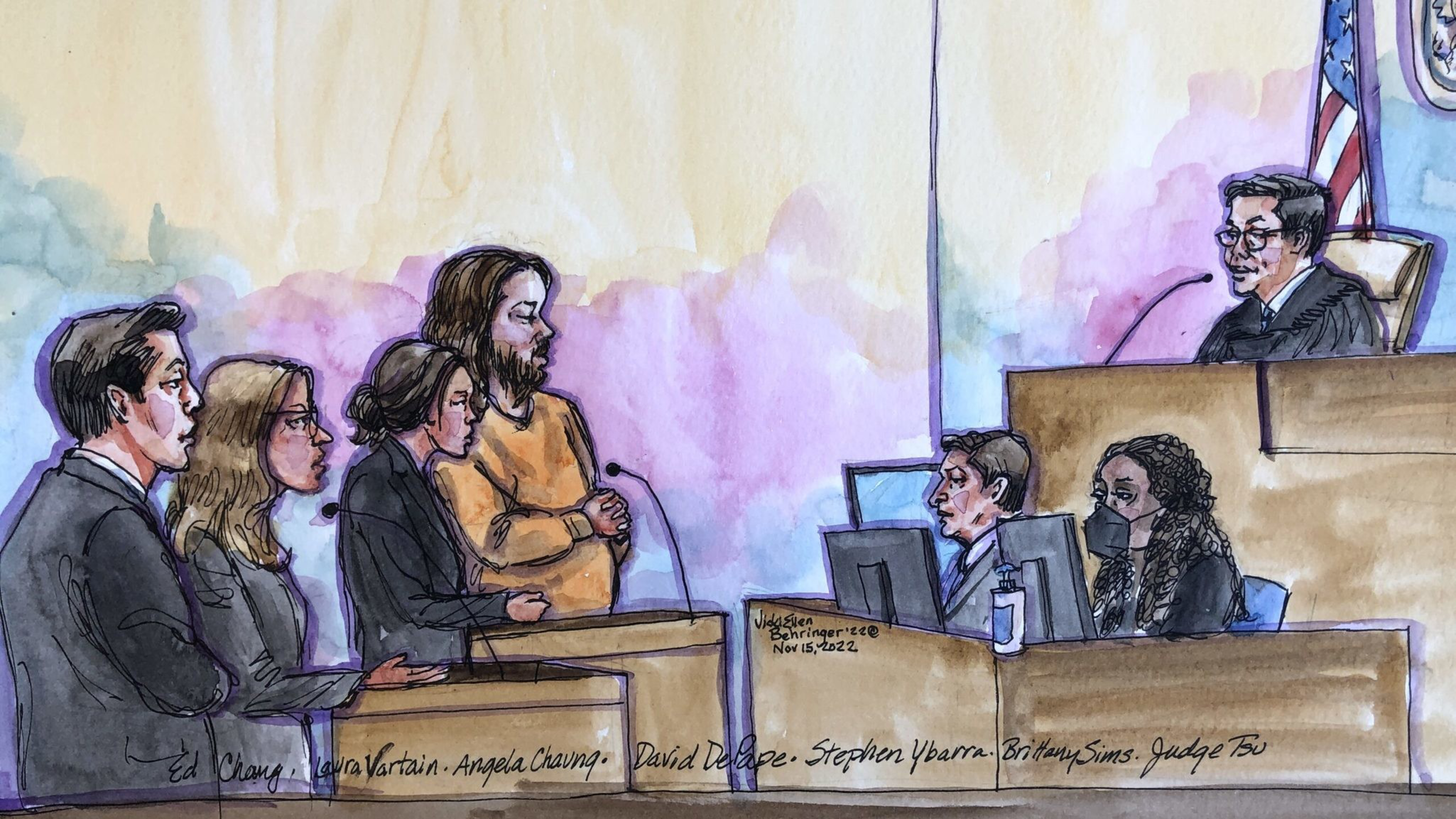 Defendant David DePape (right) and Federal Public Defender Angela Chuang (left) during DePape’s court appearance in San Francisco Superior Court on Tuesday, Nov. 15, 2022. | Vicki Behringer for The Standard
