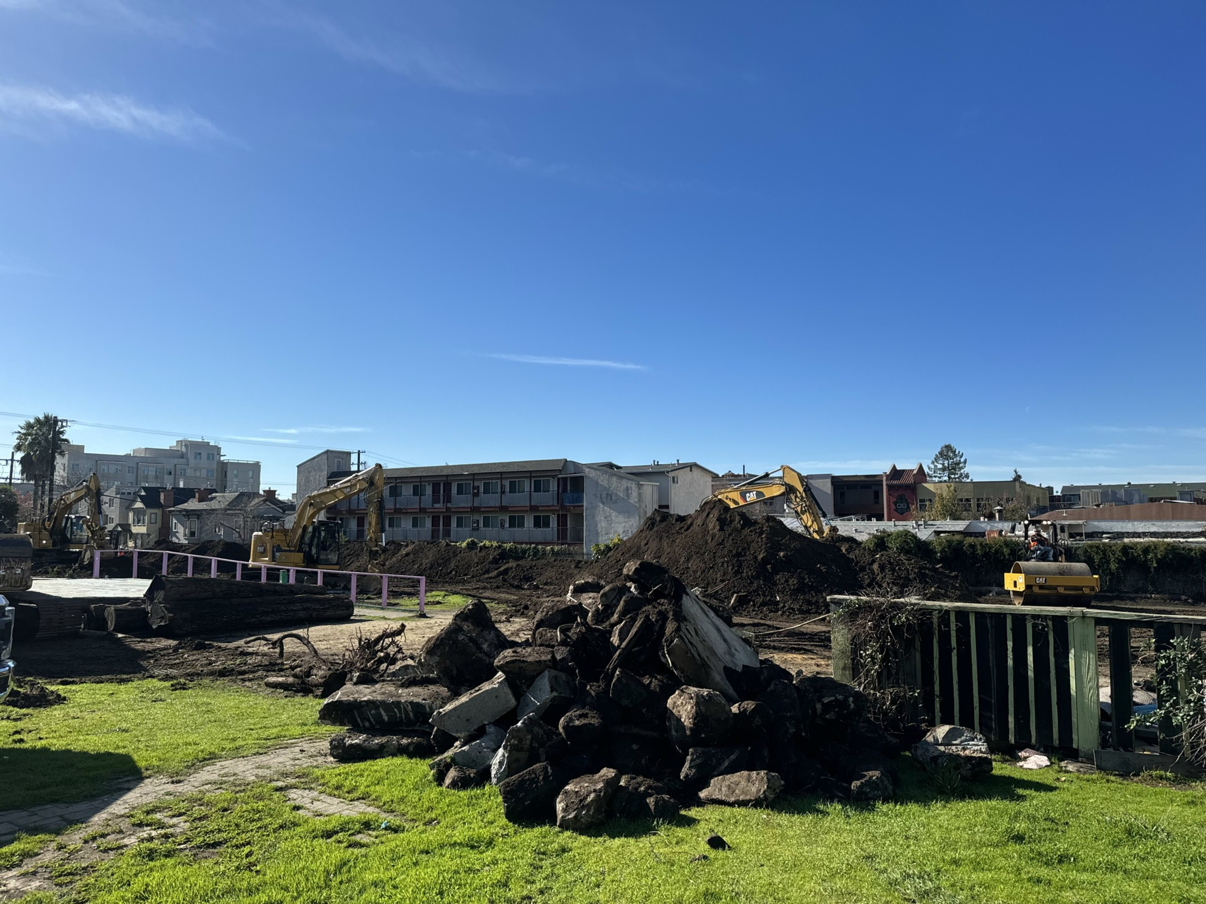 Excavators began to dig and work on the Peoples Park after clearing homeless people in Berkley.