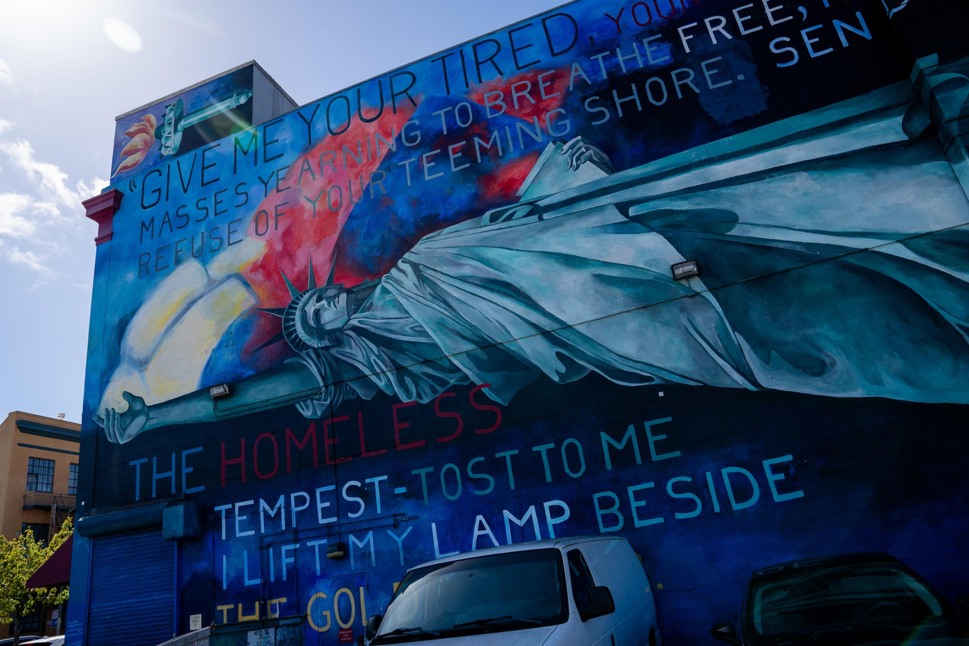 A mural on the side of a building