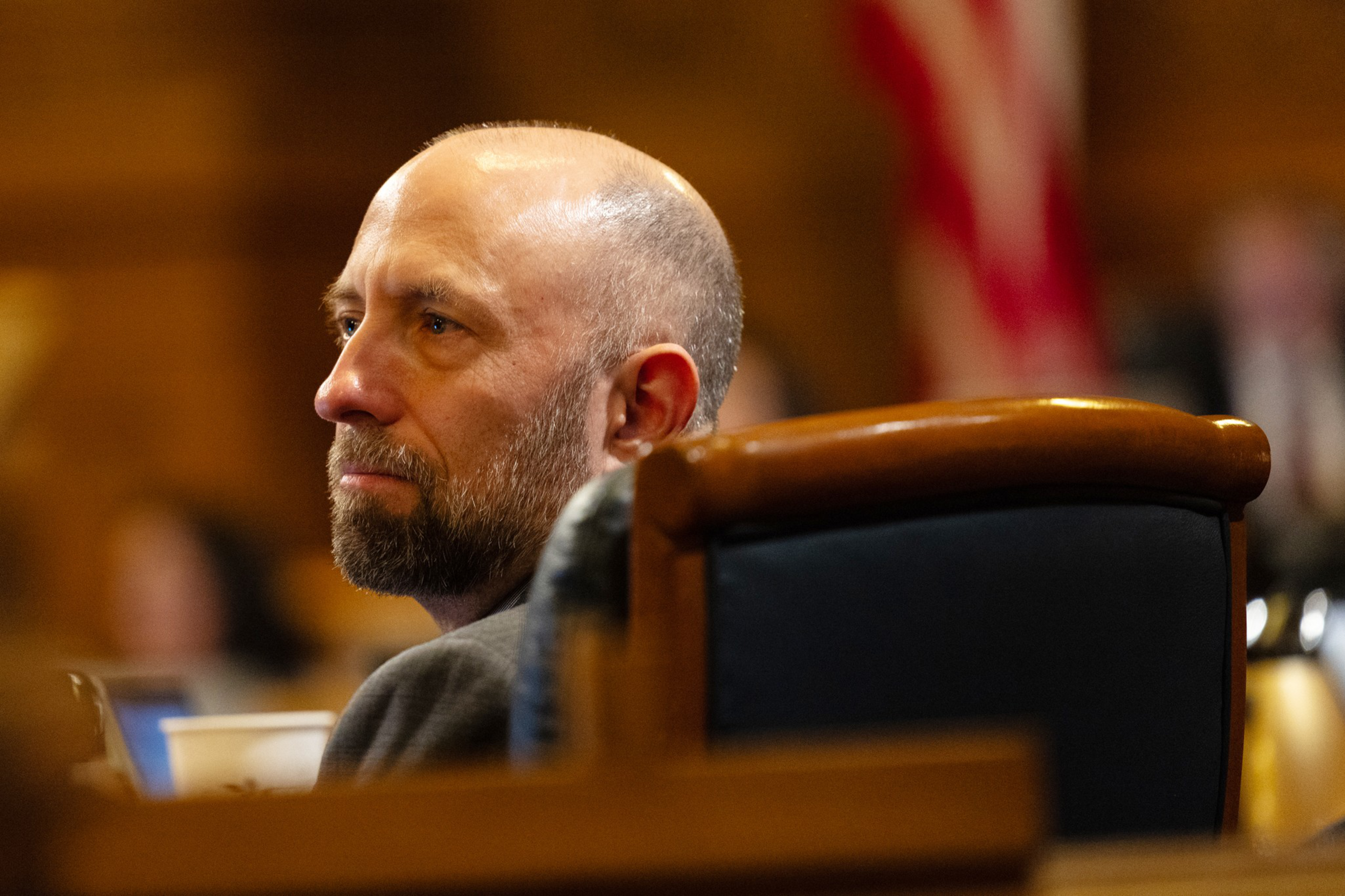 Supervisor Joel Engardio listens during a City Hall meeting on July 11, 2023