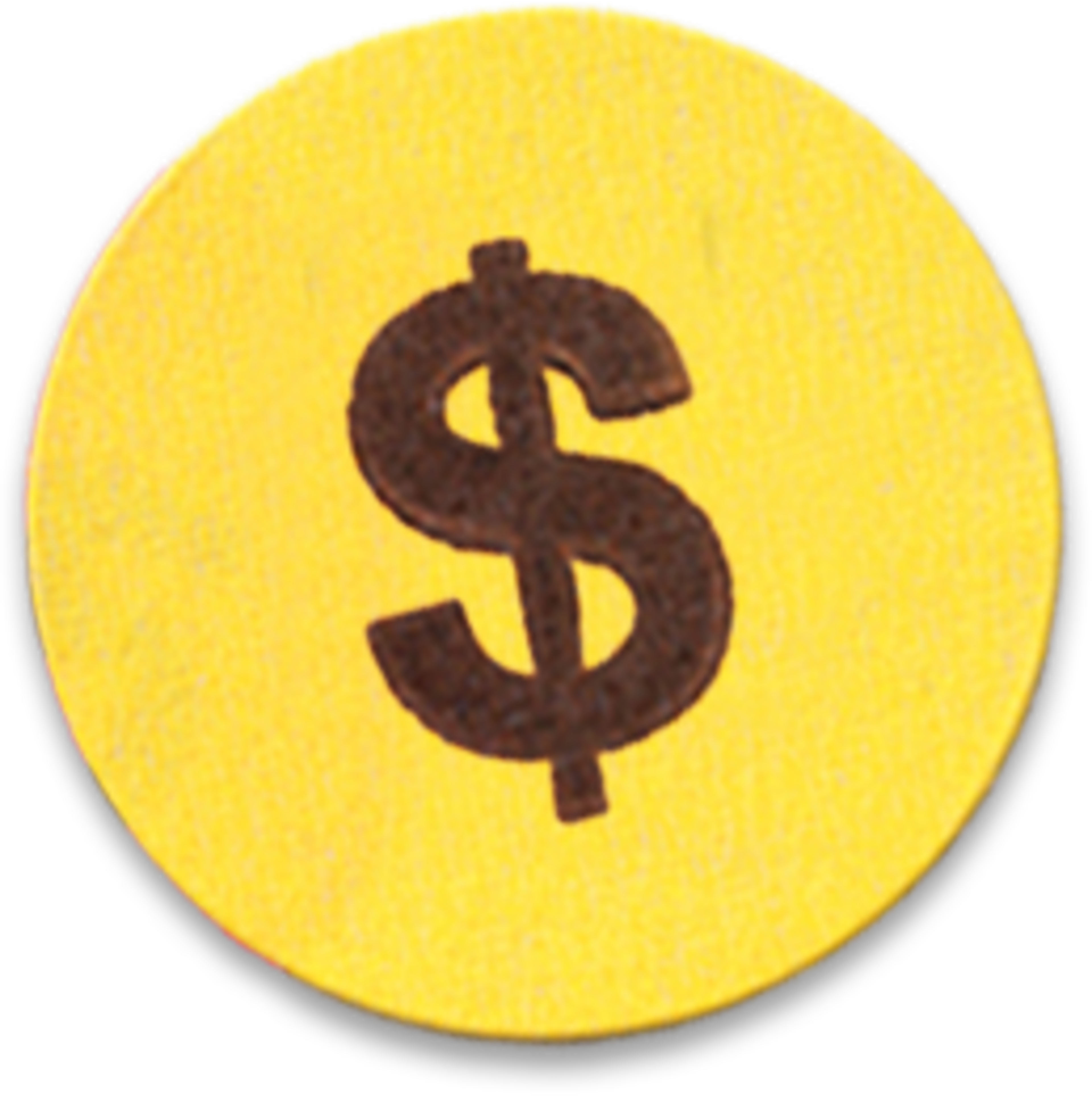 A yellow circular token with a large black dollar sign ($) symbol in the center.