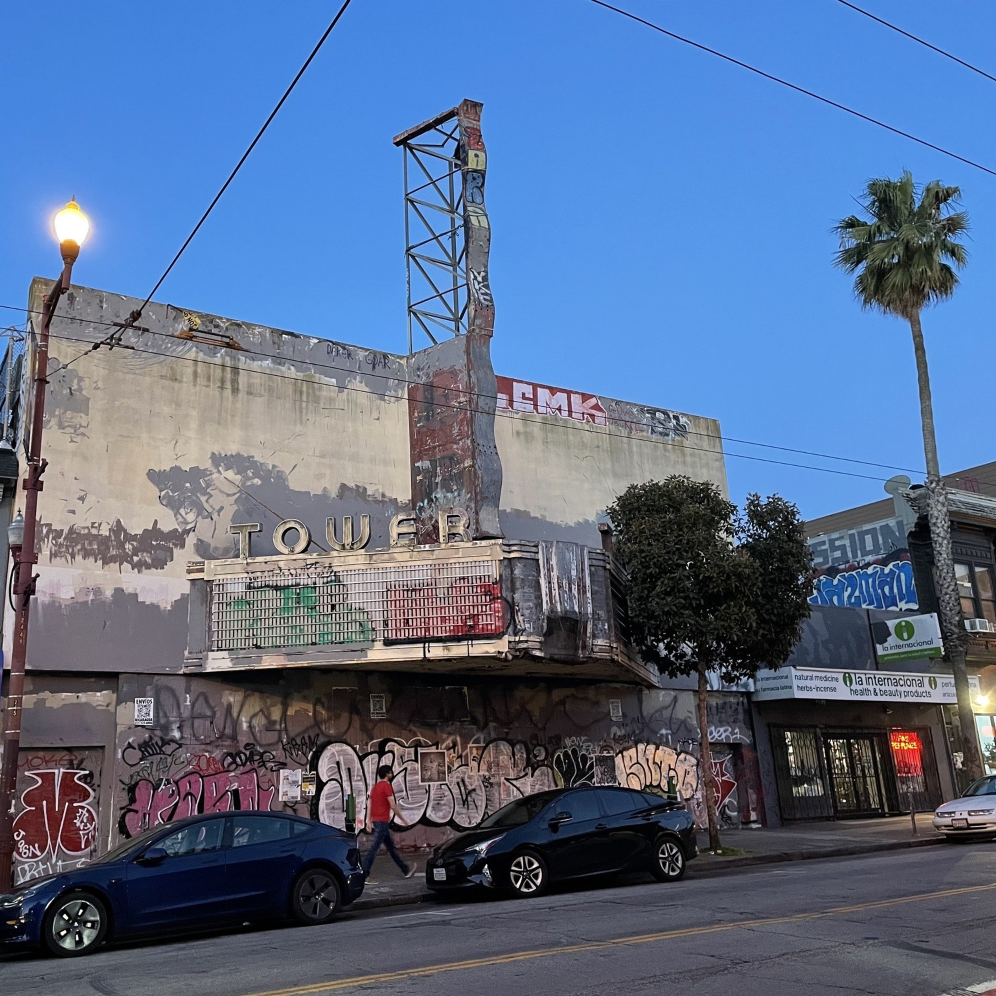 A closed, blighted movie theater is seen in a photo.