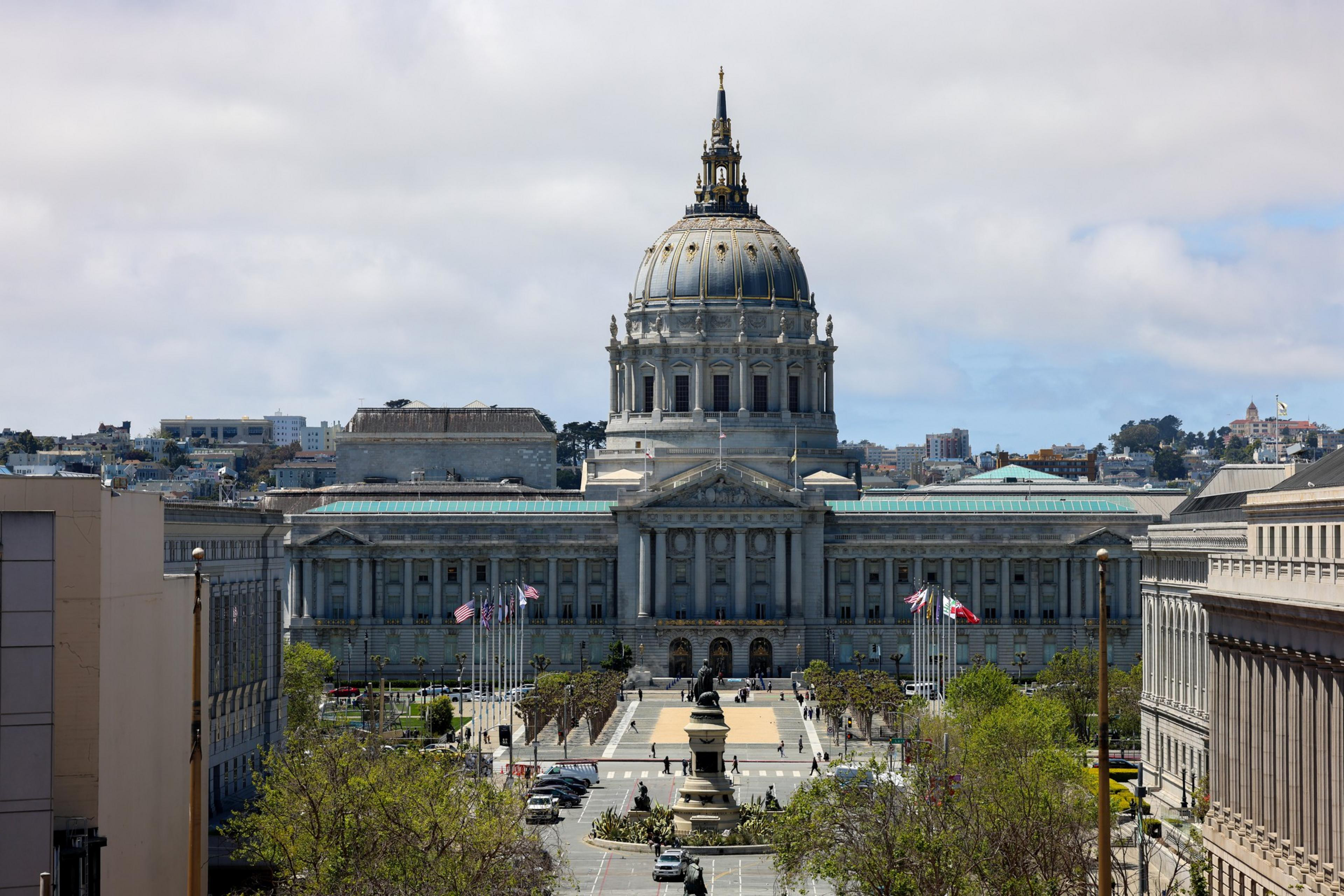 San Francisco City Hall seen from a distance.