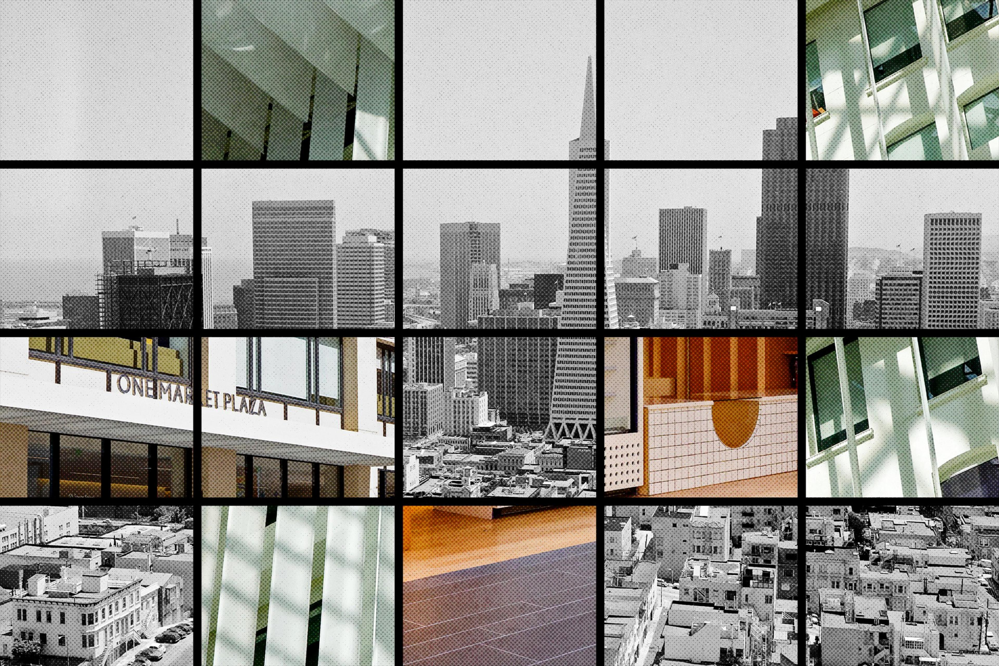 A photo collage of different buildings