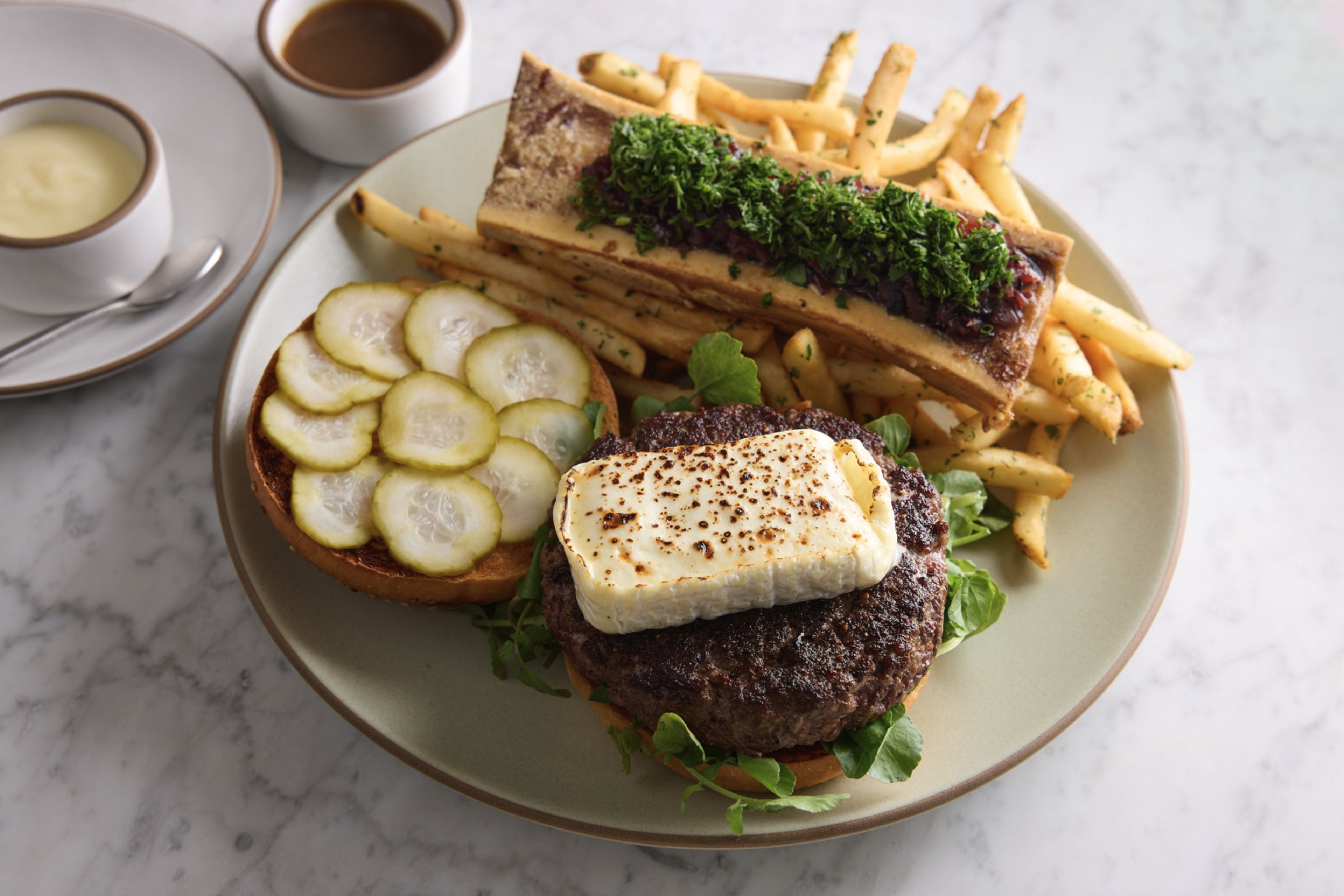 the burger and bone marrow at A Side