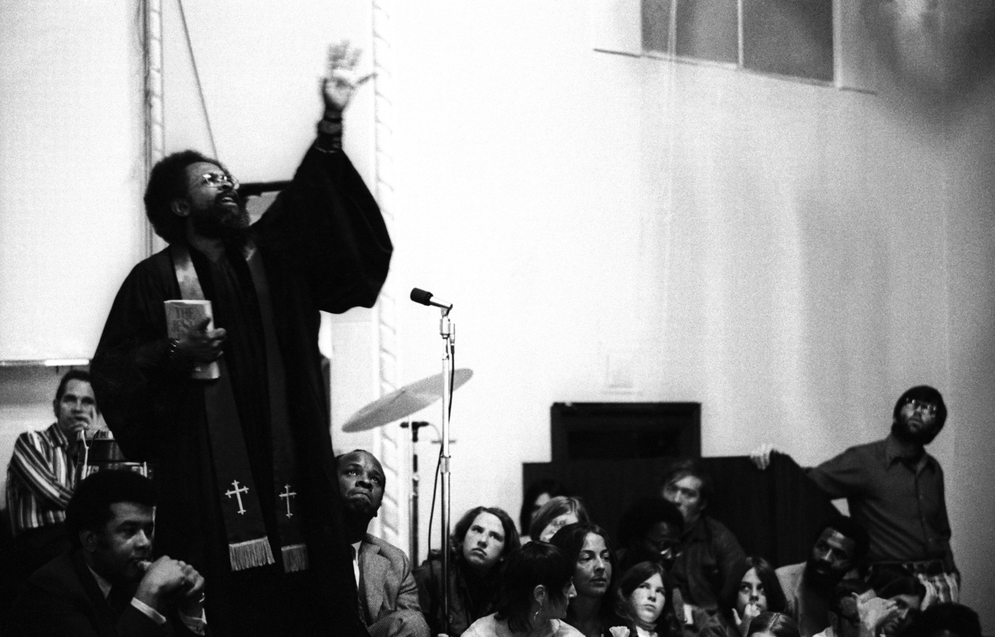 A pastor gives a sermon.