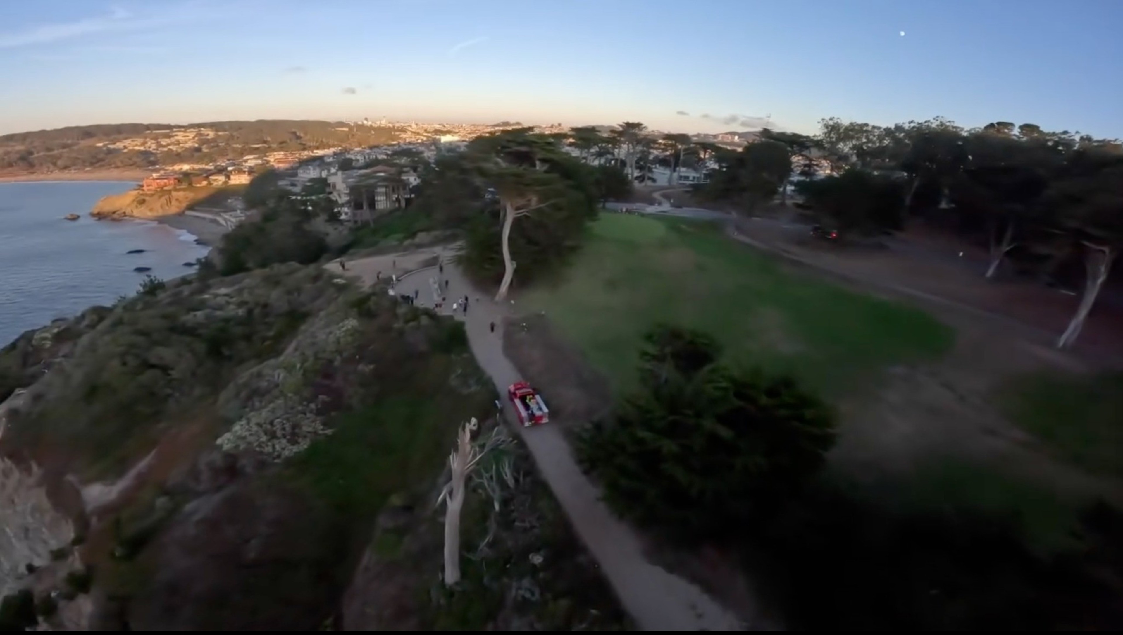 A California Highway Patrol Golden Gate Division Air Operations helicopter brings a Land's End cliff fall rescue victim to safety Sunday. | Courtesy California Highway Patrol