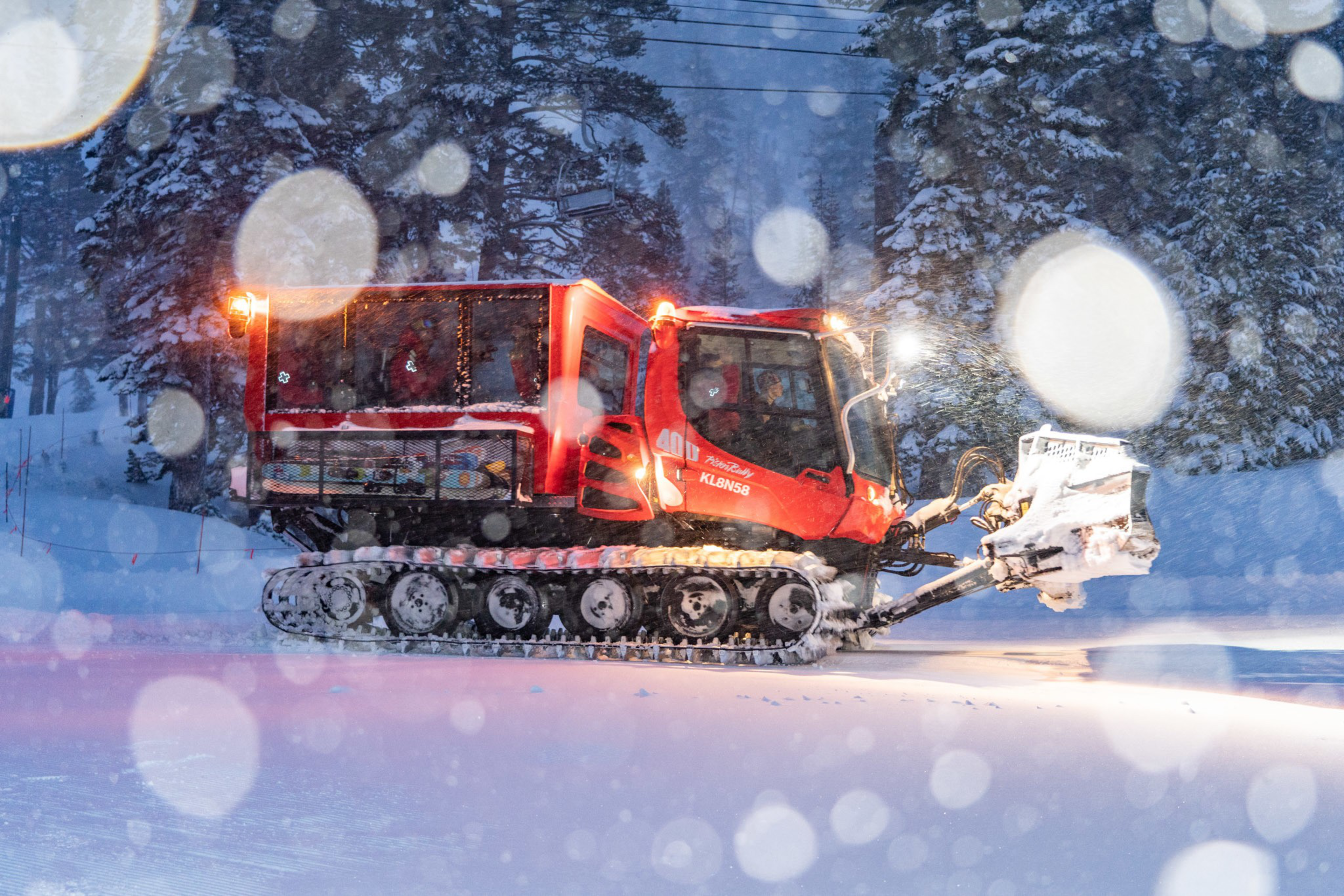 a red snow plow