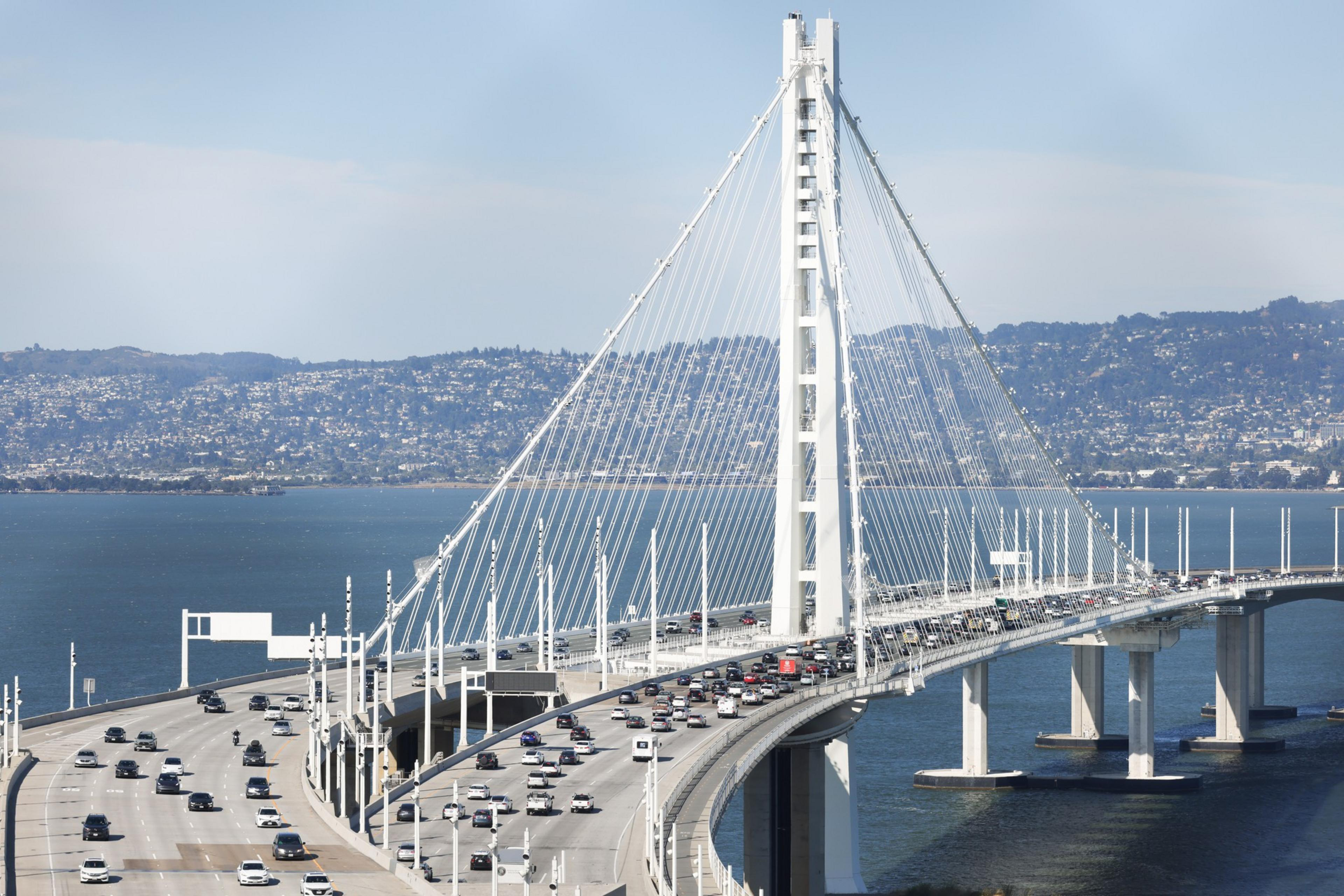 A bridge is seen from above.