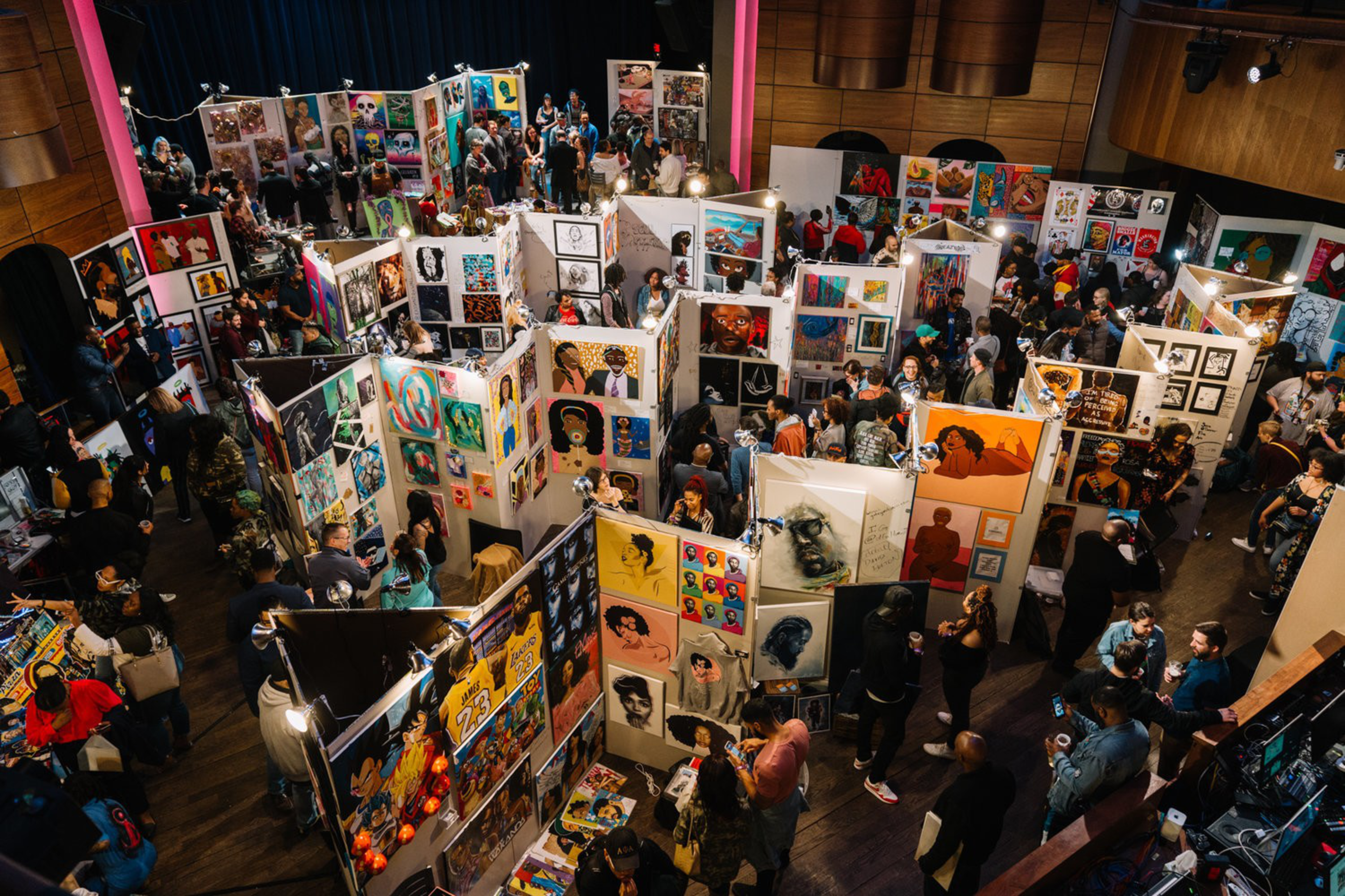 An art show seen from above