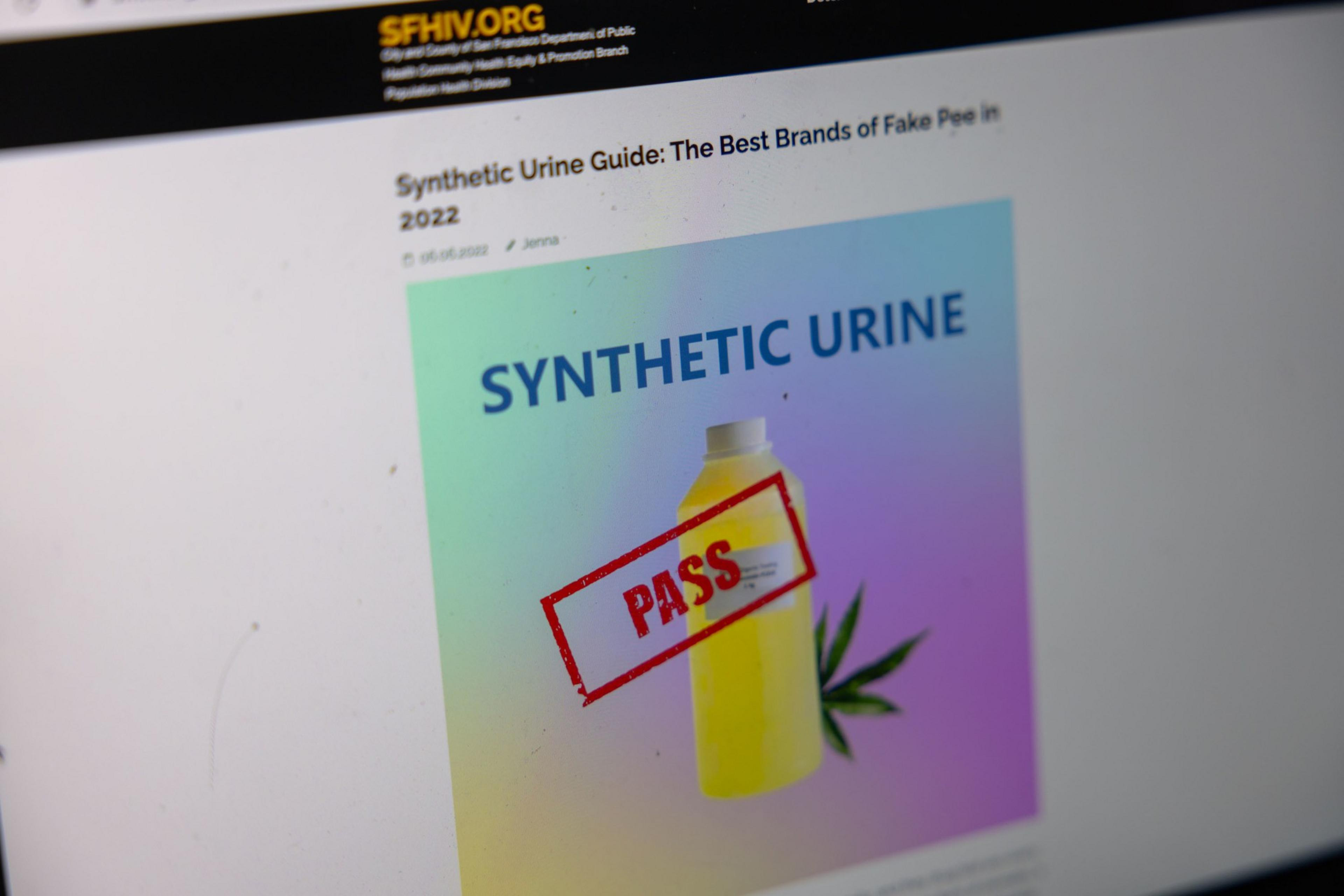 A website with products that sells items related to boost sperm production and evade cannabis drug tests.