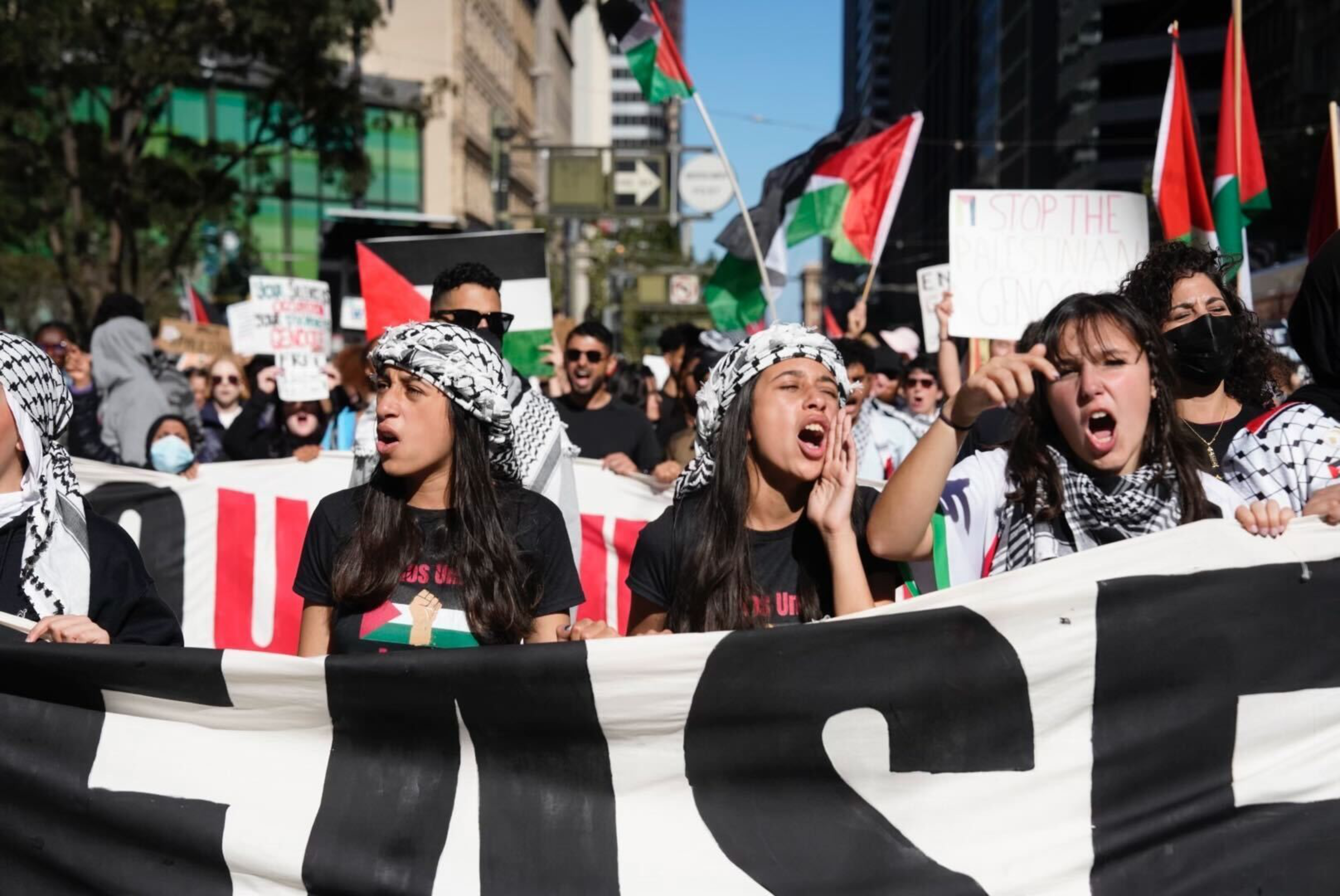 The rally came a day after a near-total communications blackout and perhaps the heaviest Israeli bombardment of the Gaza Strip since the invasion began.
