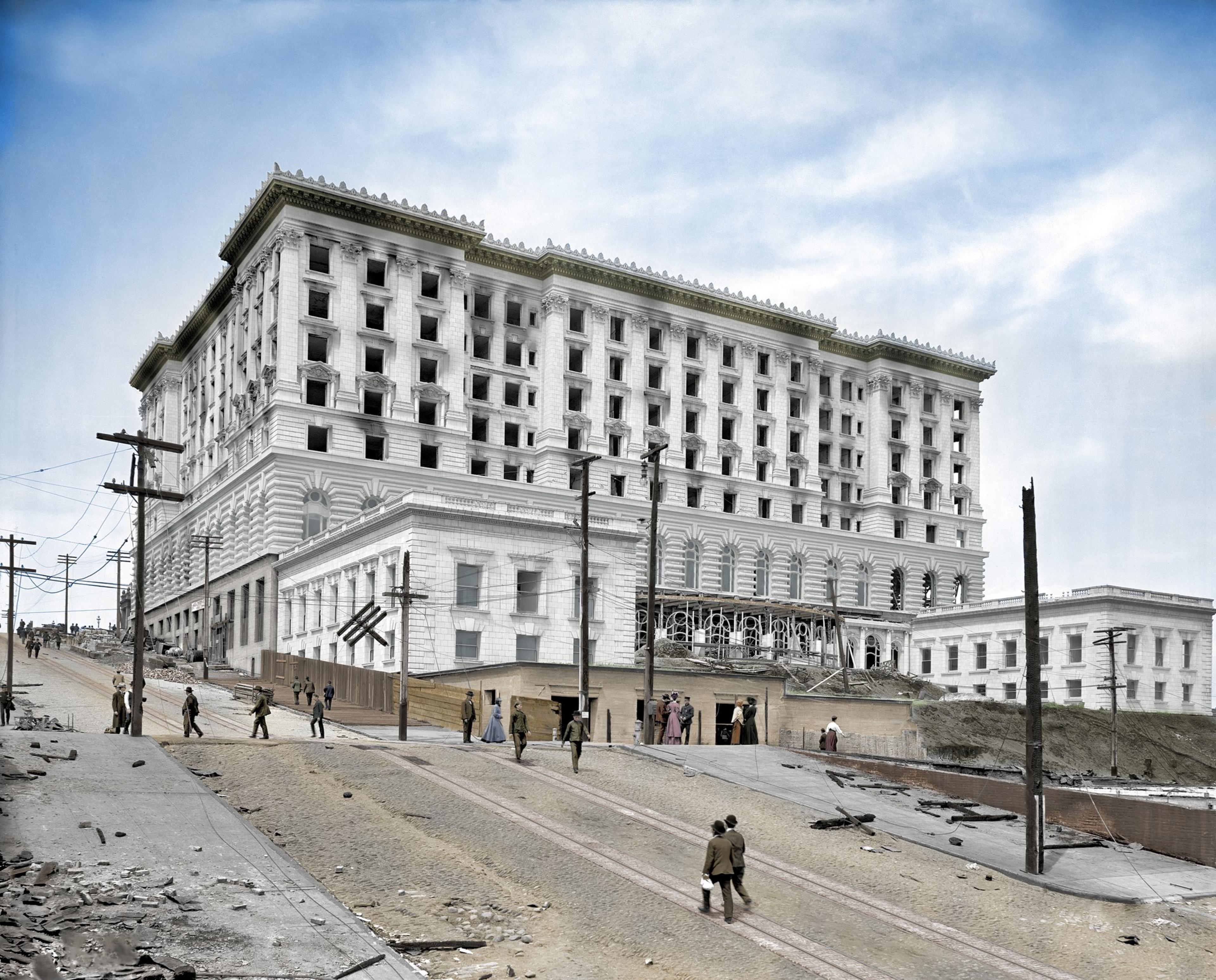 The Fairmont Hotel from a distance as seen in the early 1900s.