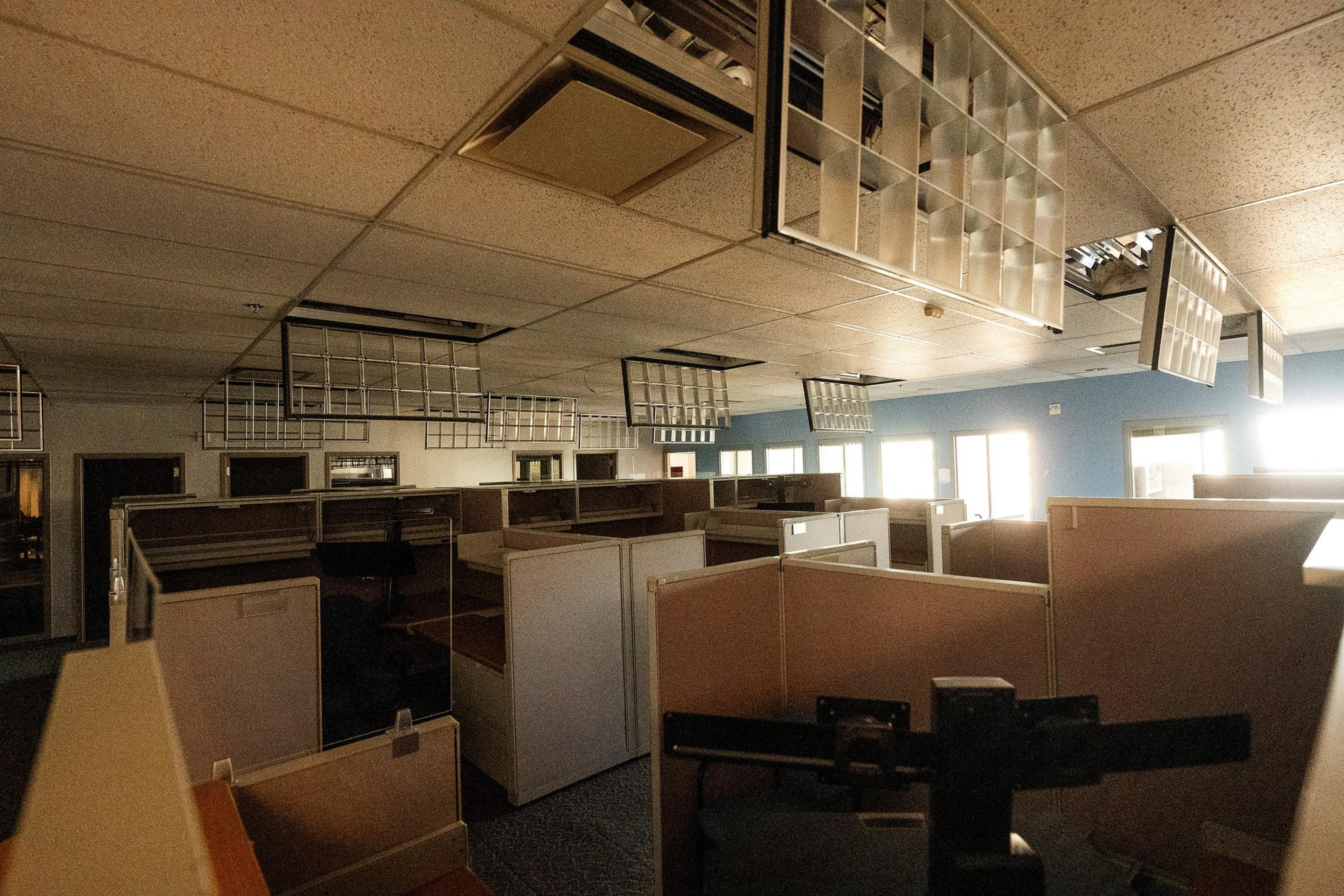 Dark office room in abandoned building