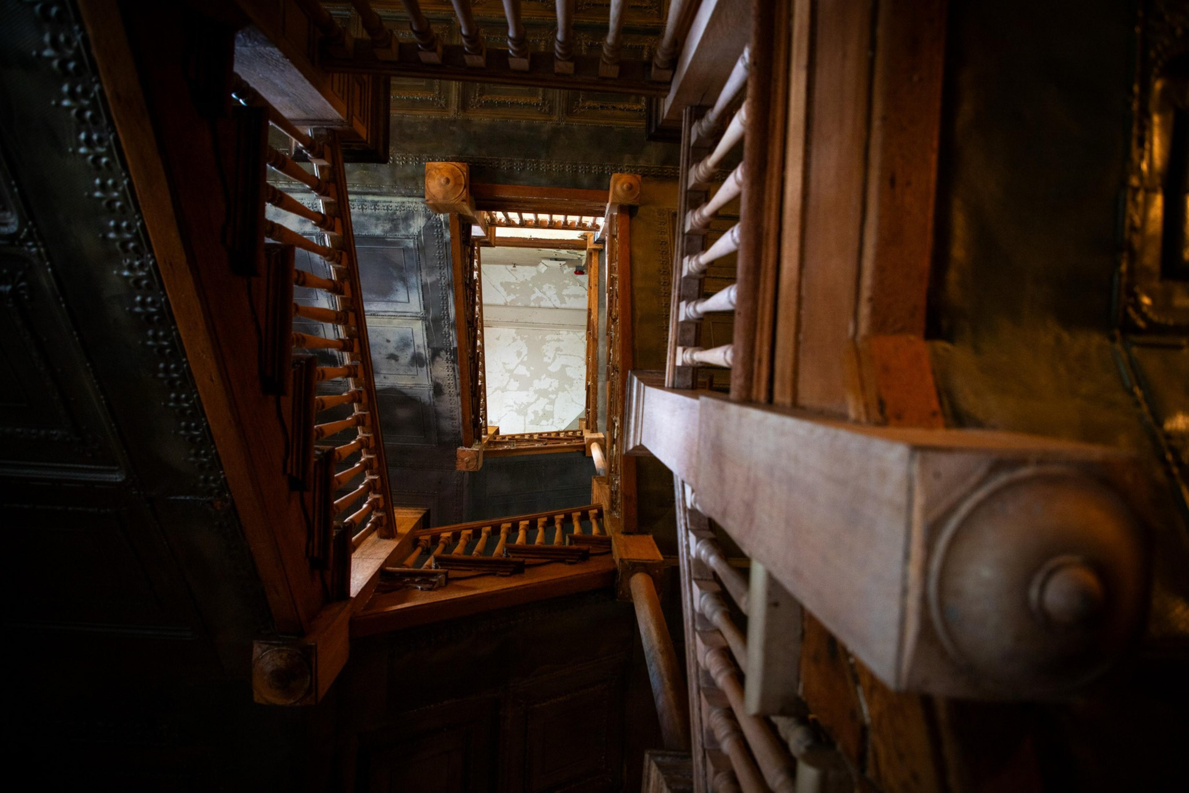 9335565168_MarinHeadlandsCenterArts_FZ_040 A wooden stairwell inside Building 944 at the Headlands Center for the Arts on Wednesday, June 25.